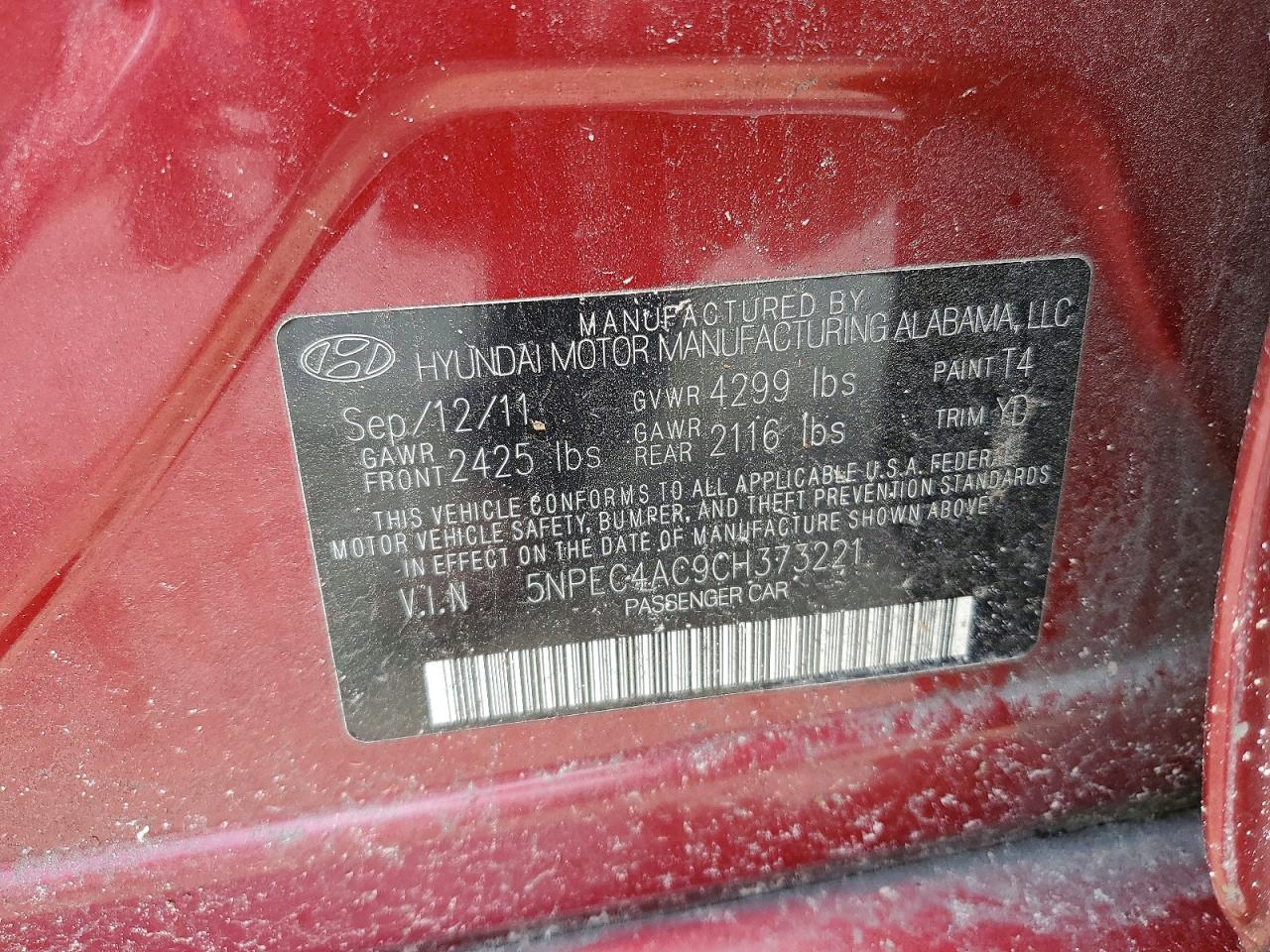 2012 Hyundai Sonata Limited Maroon vin: 5NPEC4AC9CH373221