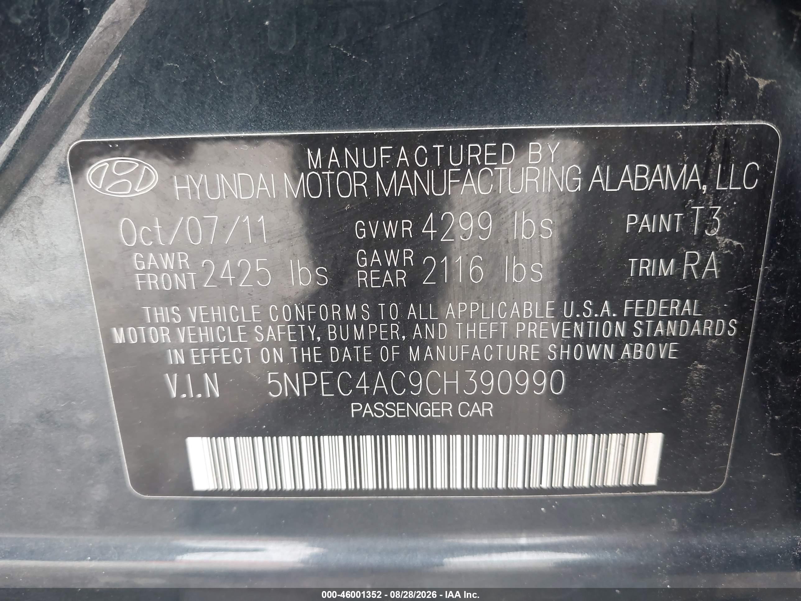 2012 Hyundai Sonata Limited Blue vin: 5NPEC4AC9CH390990