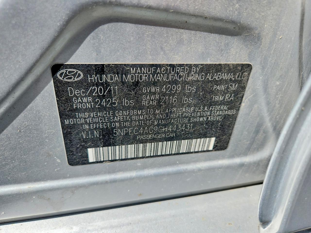 2012 Hyundai Sonata Limited Silver vin: 5NPEC4AC9CH443431
