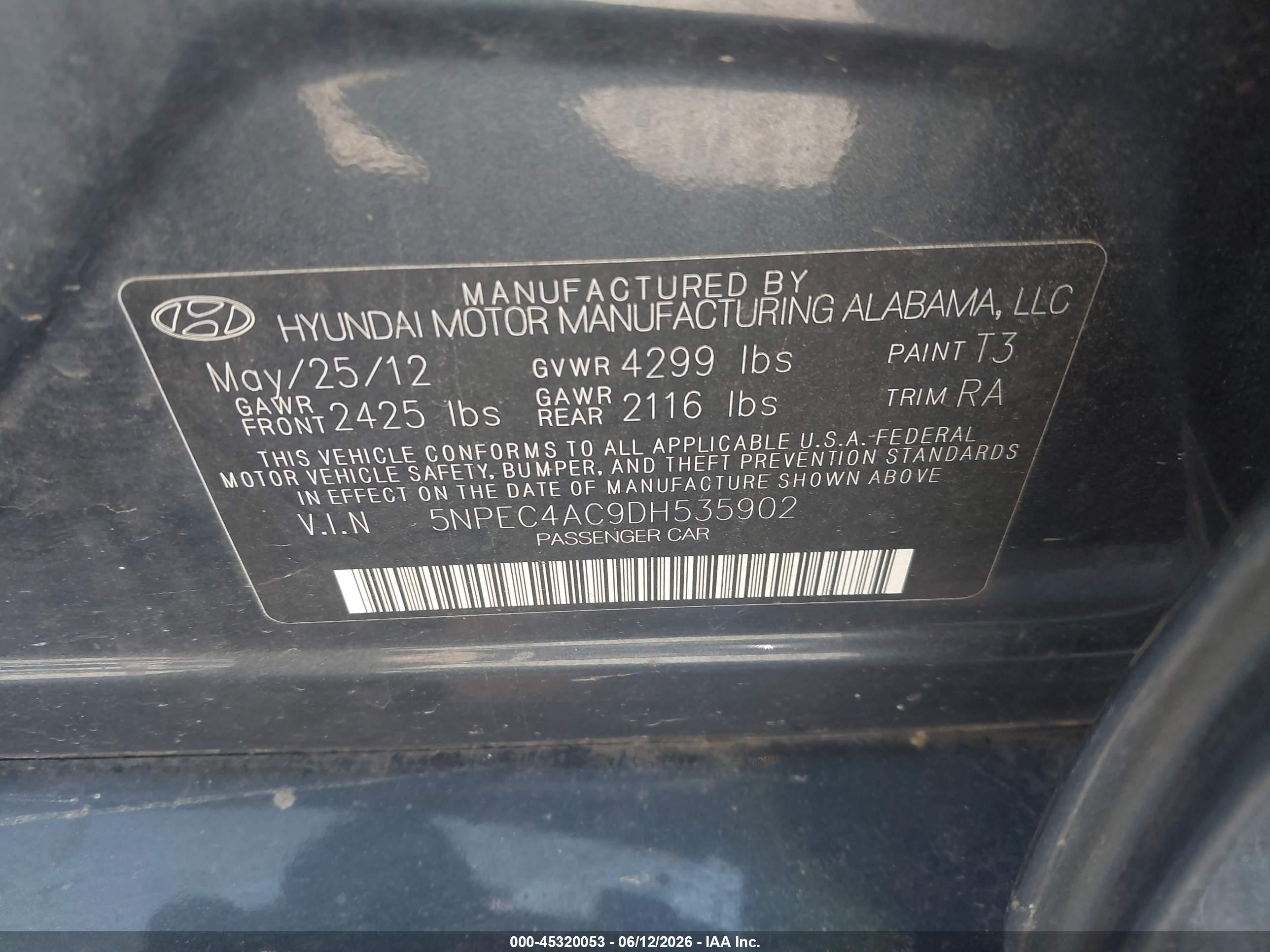 2013 Hyundai Sonata Limited Черный vin: 5NPEC4AC9DH535902