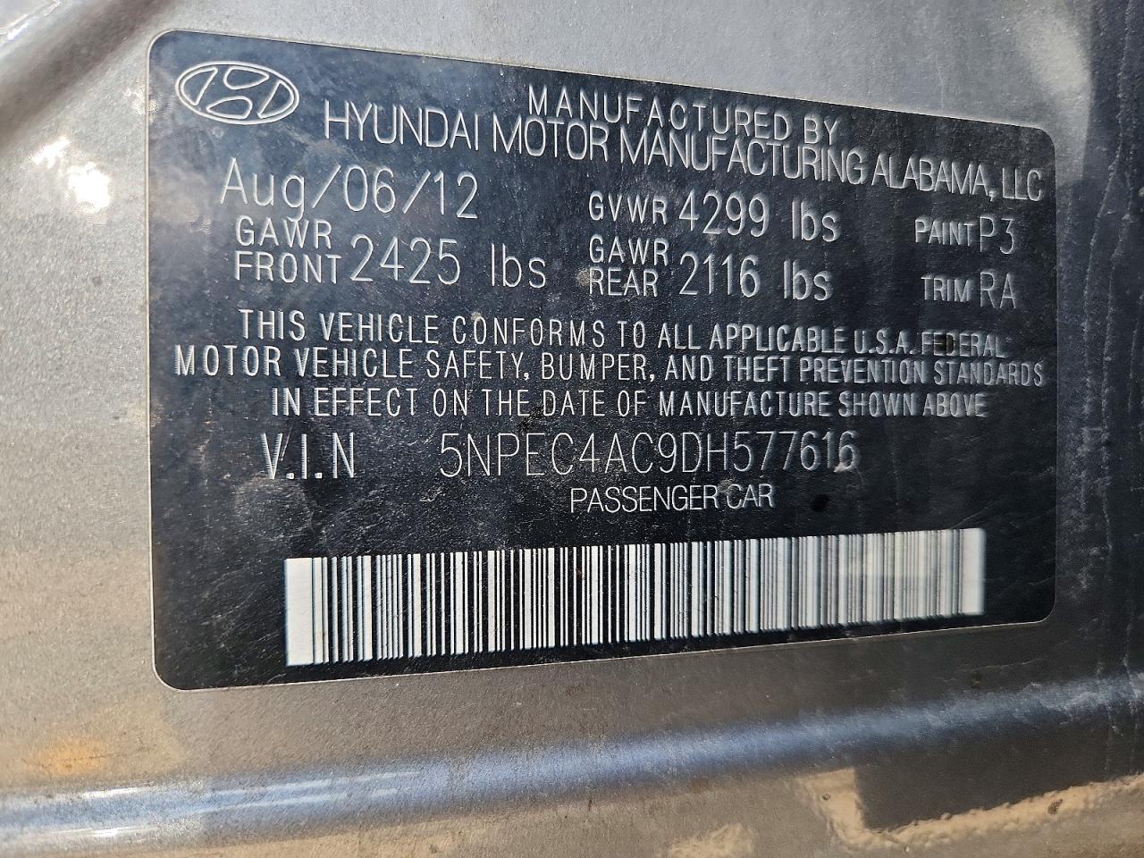2013 Hyundai Sonata Limited Gray vin: 5NPEC4AC9DH577616