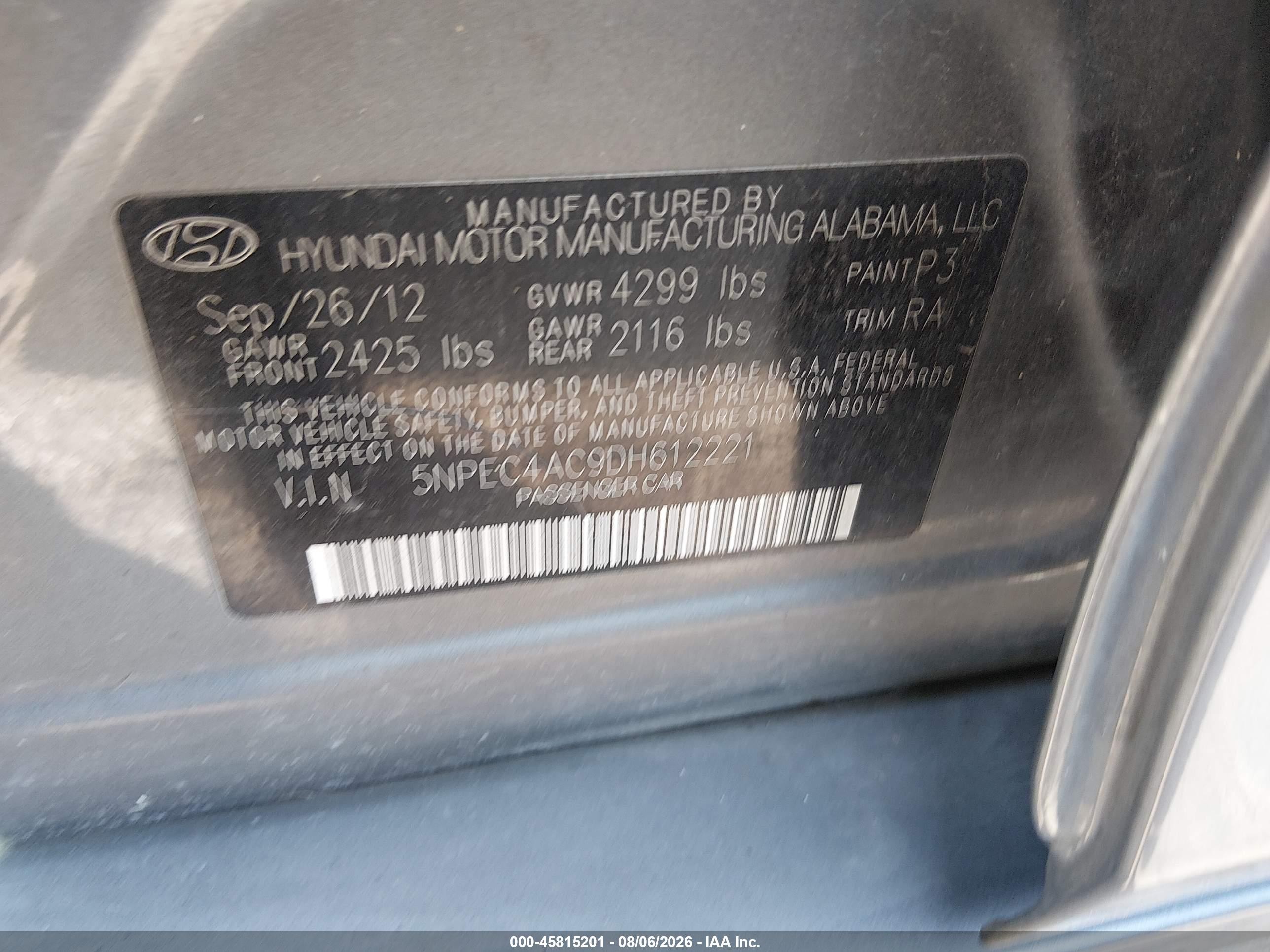 2013 Hyundai Sonata Limited Gray vin: 5NPEC4AC9DH612221