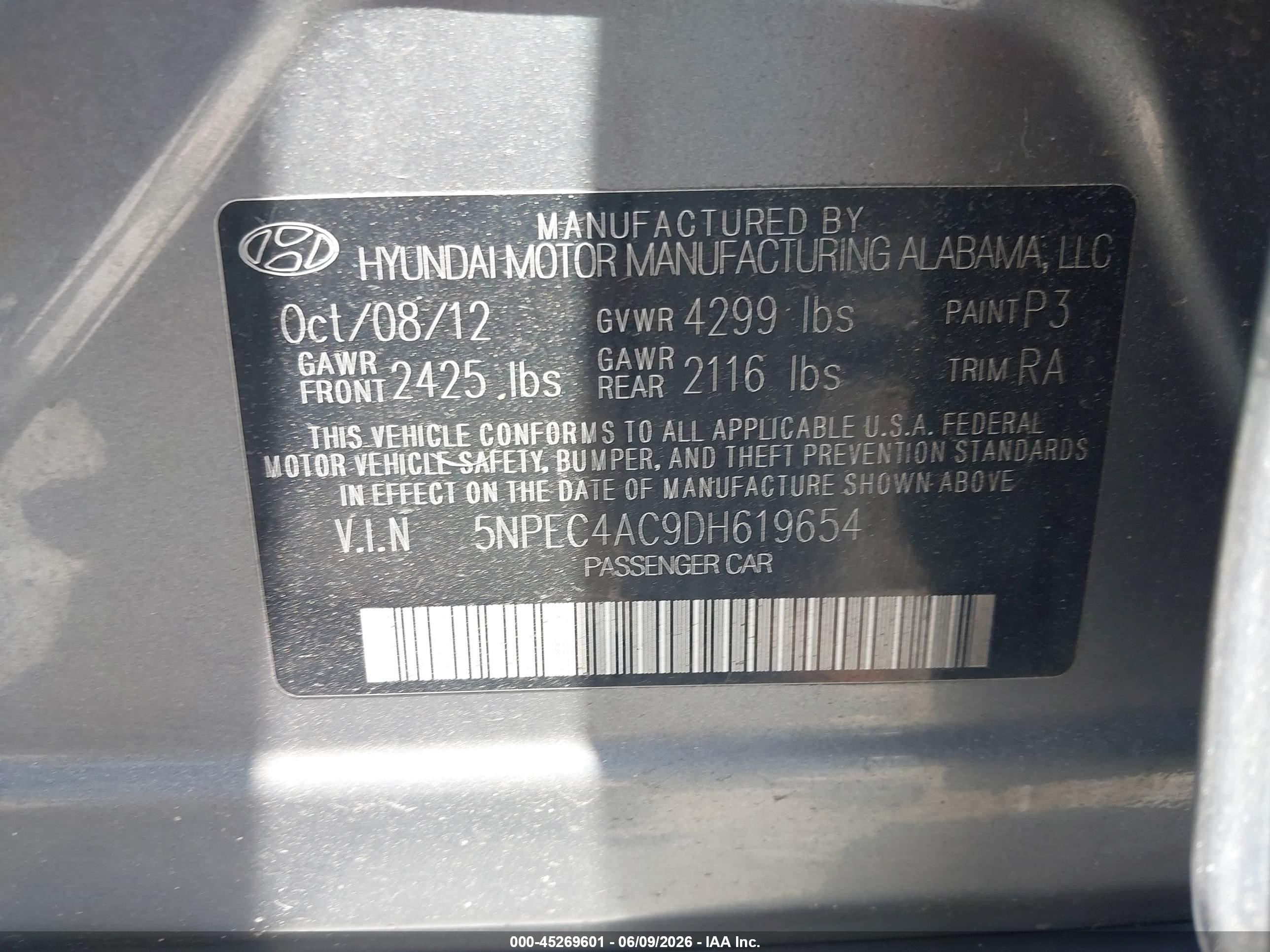 2013 Hyundai Sonata Limited Silver vin: 5NPEC4AC9DH619654