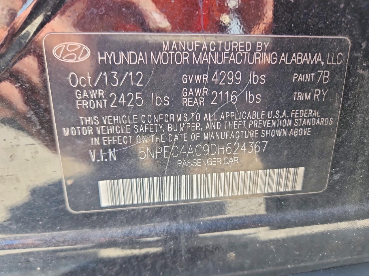 2013 Hyundai Sonata Limited Black vin: 5NPEC4AC9DH624367