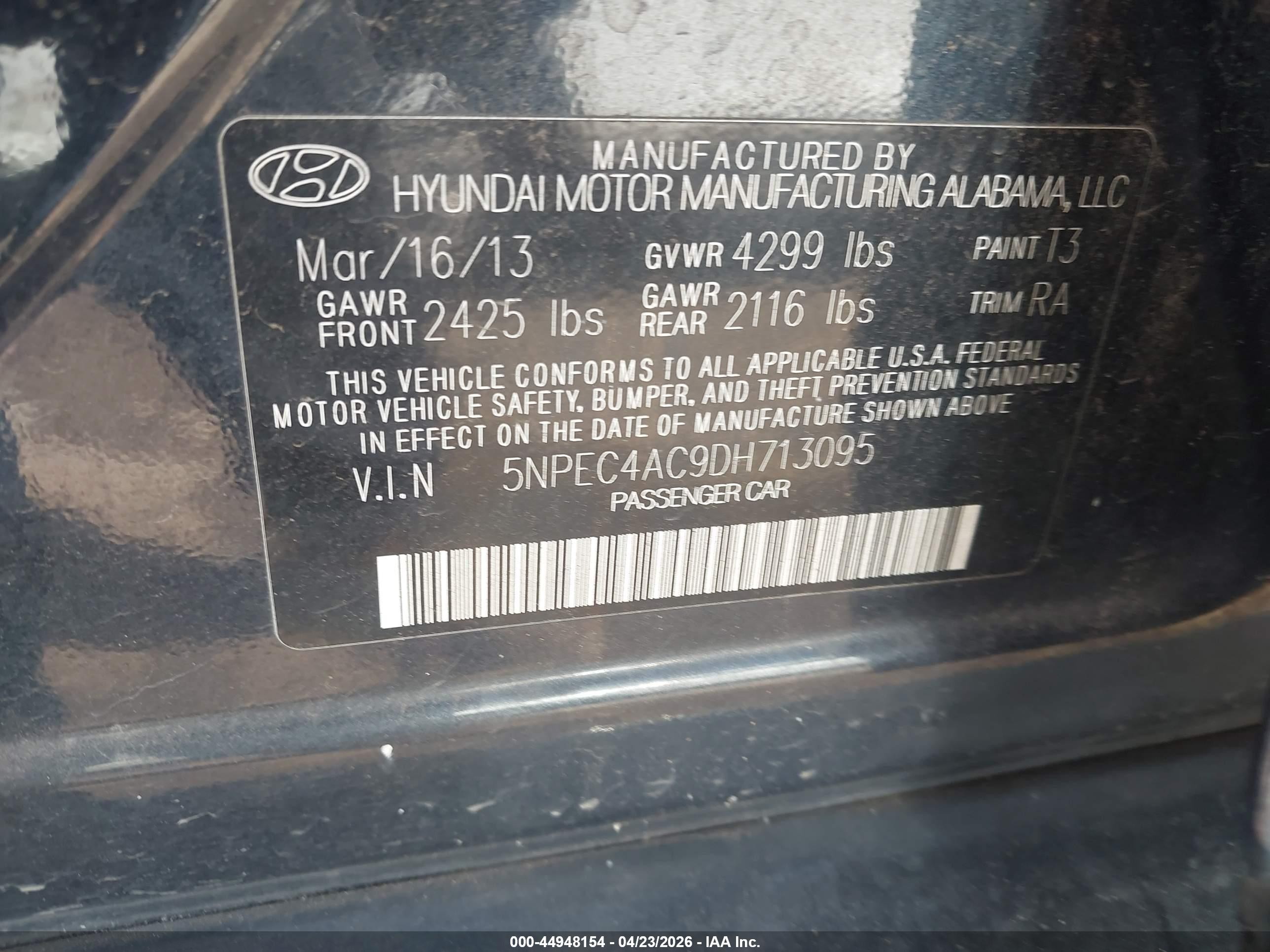 2013 Hyundai Sonata Limited Black vin: 5NPEC4AC9DH713095