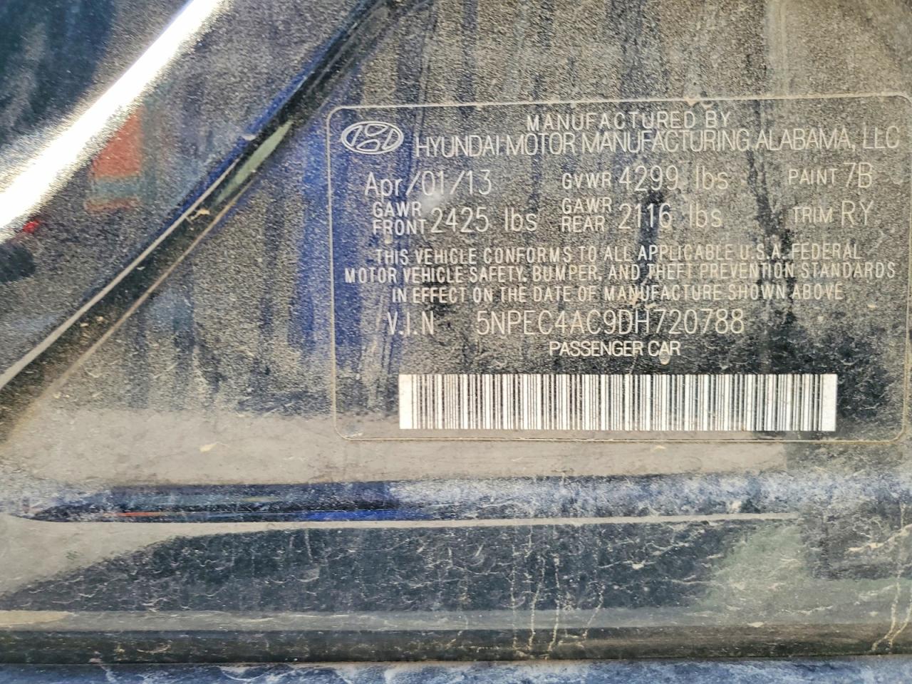 2013 Hyundai Sonata Se Black vin: 5NPEC4AC9DH720788