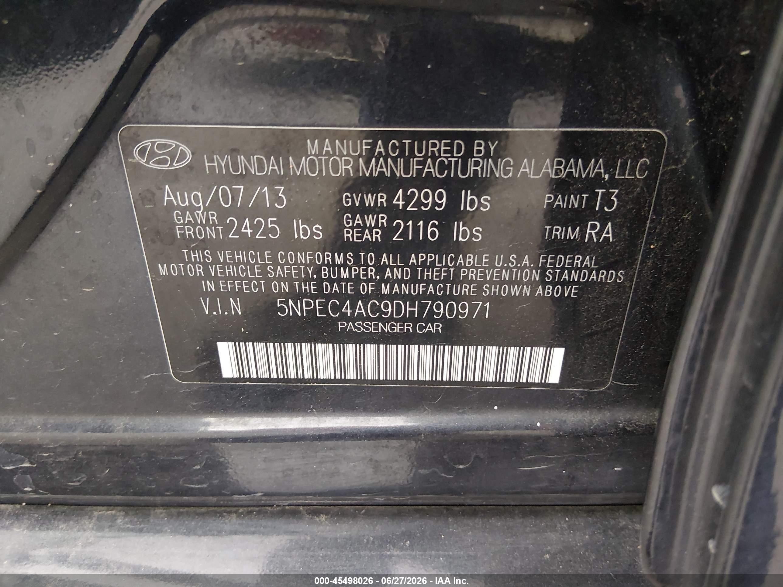 2013 Hyundai Sonata Limited Dark Blue vin: 5NPEC4AC9DH790971