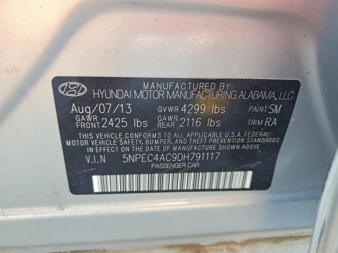 2013 Hyundai Sonata Limited Silver vin: 5NPEC4AC9DH791117