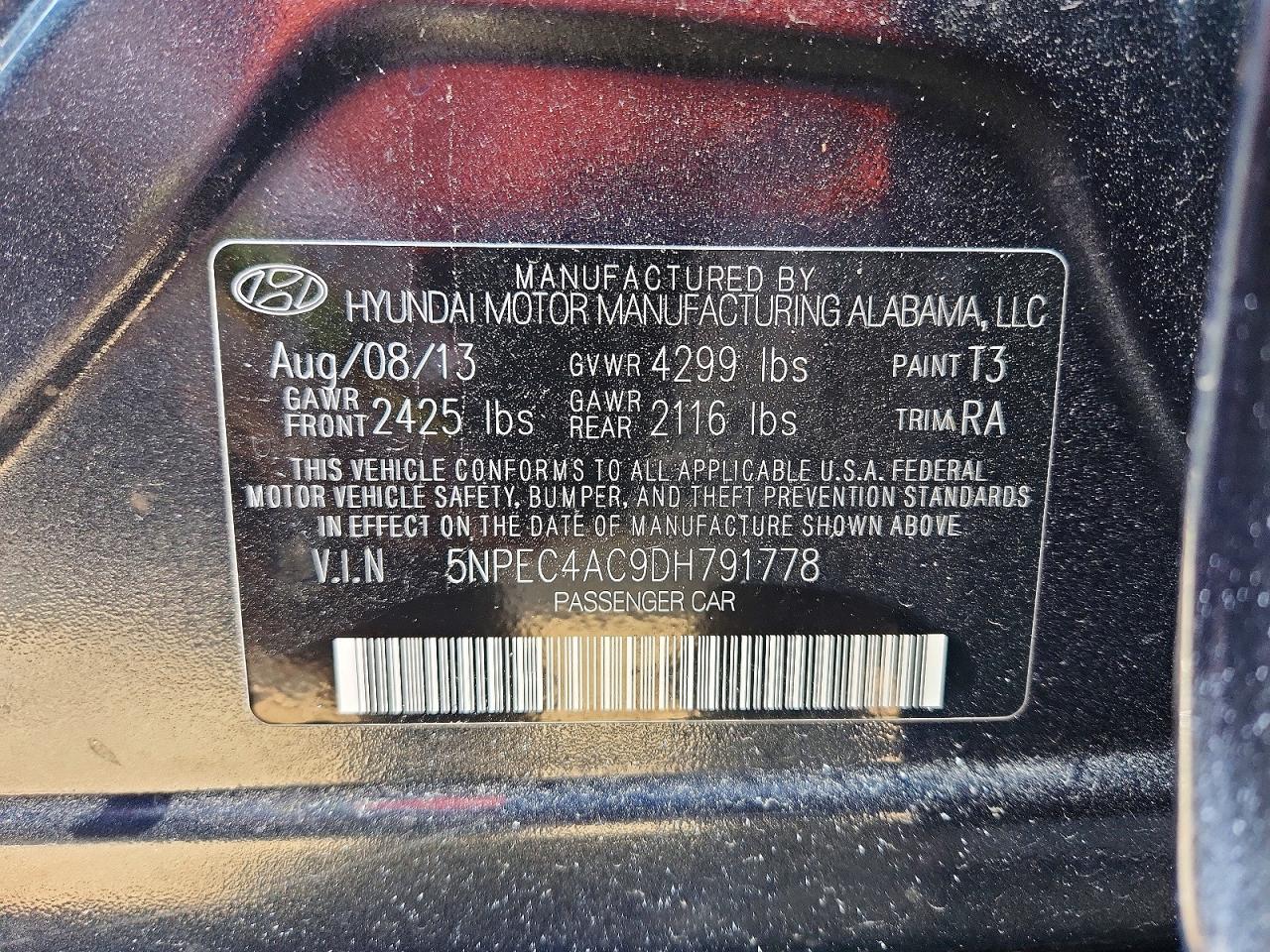 2013 Hyundai Sonata Limited Синий vin: 5NPEC4AC9DH791778