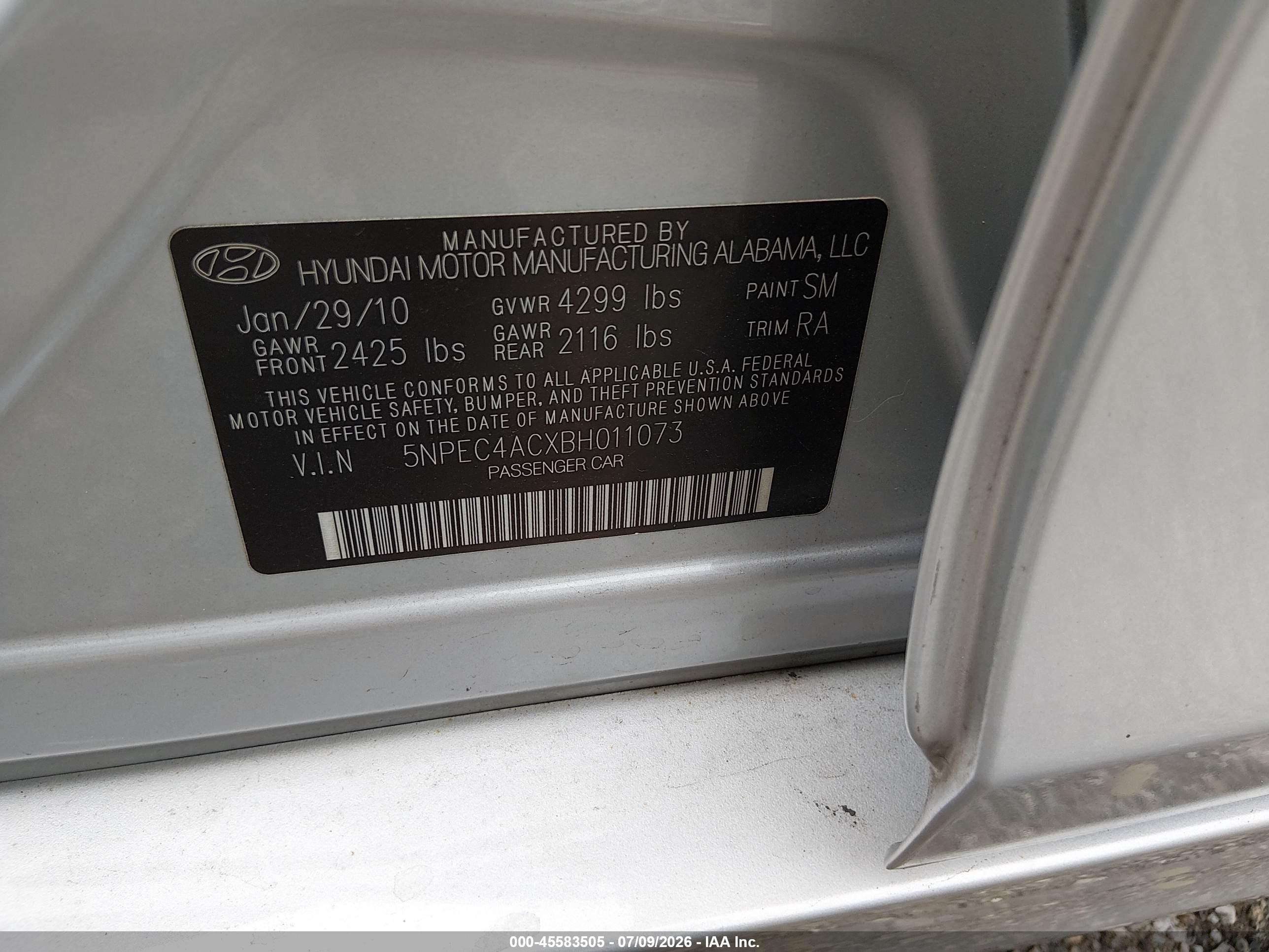 2011 Hyundai Sonata Limited Black vin: 5NPEC4ACXBH011073