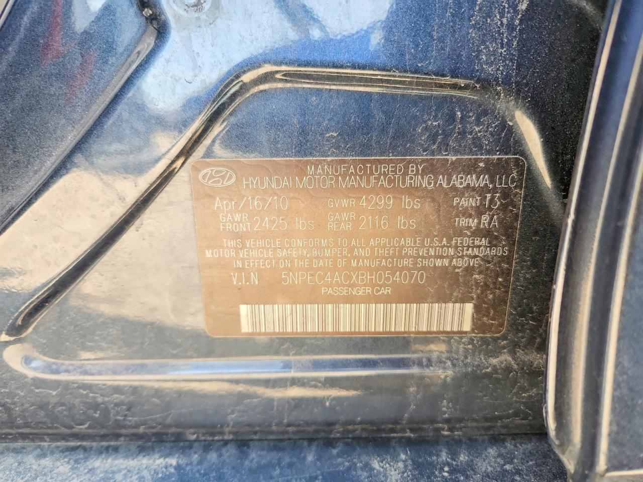 2011 Hyundai Sonata Se Blue vin: 5NPEC4ACXBH054070