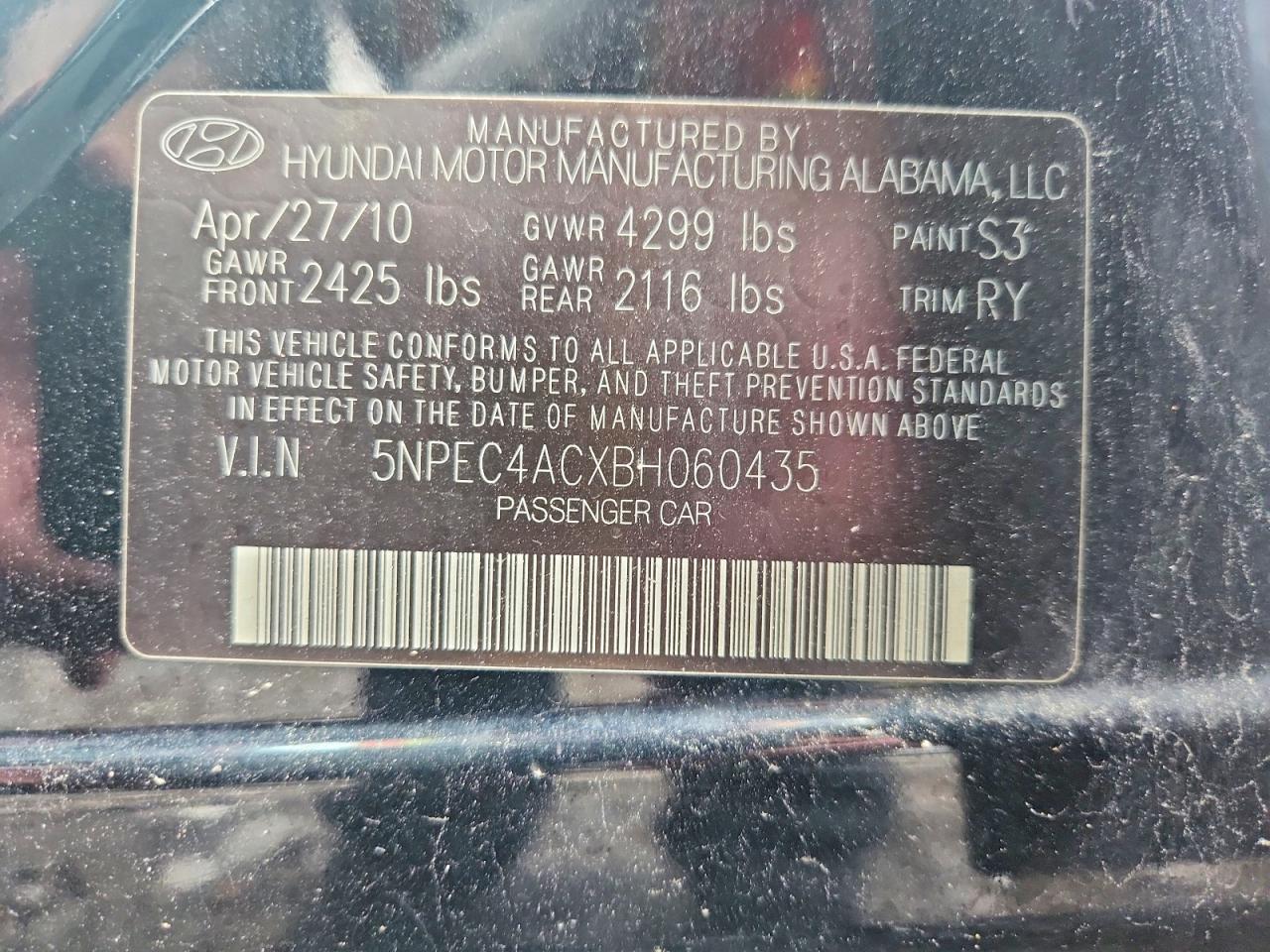 2011 Hyundai Sonata Se Black vin: 5NPEC4ACXBH060435