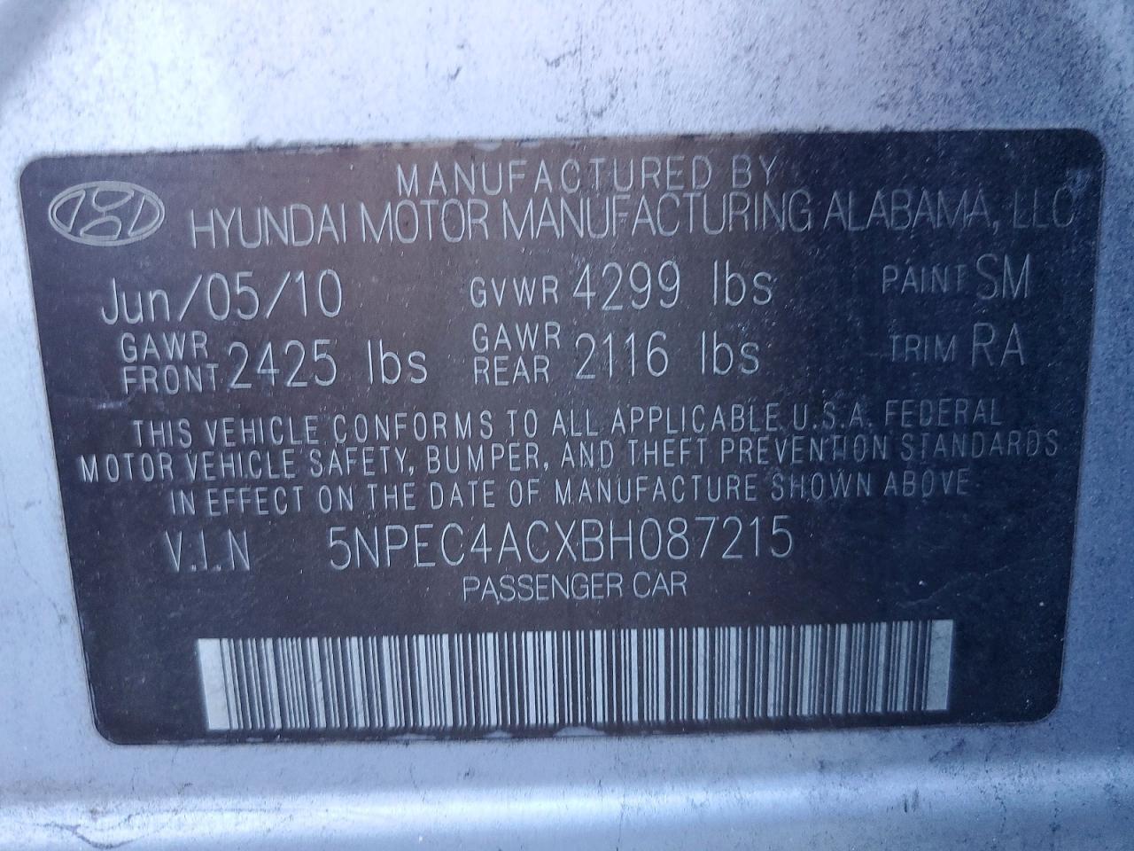 2011 Hyundai Sonata Limited Silver vin: 5NPEC4ACXBH087215