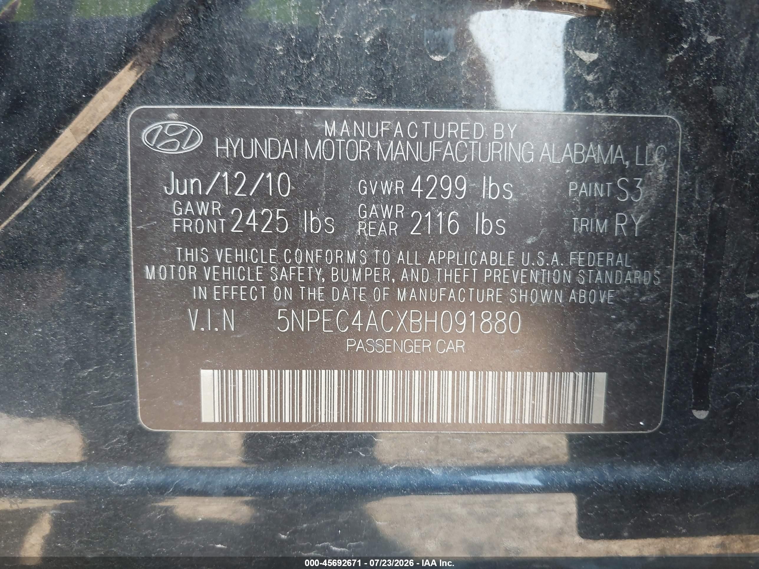 2011 Hyundai Sonata Limited Black vin: 5NPEC4ACXBH091880