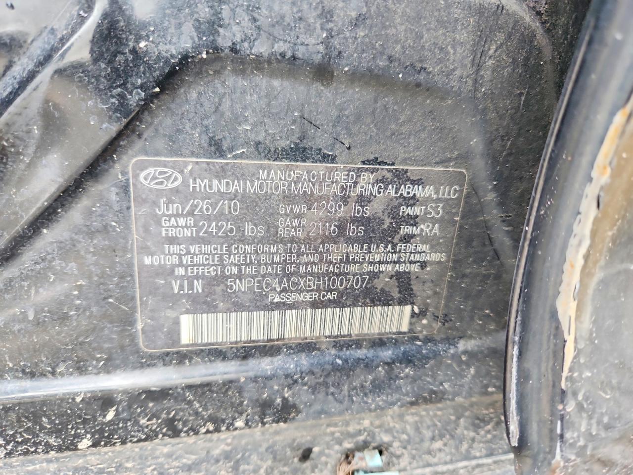 2011 Hyundai Sonata Limited Black vin: 5NPEC4ACXBH100707