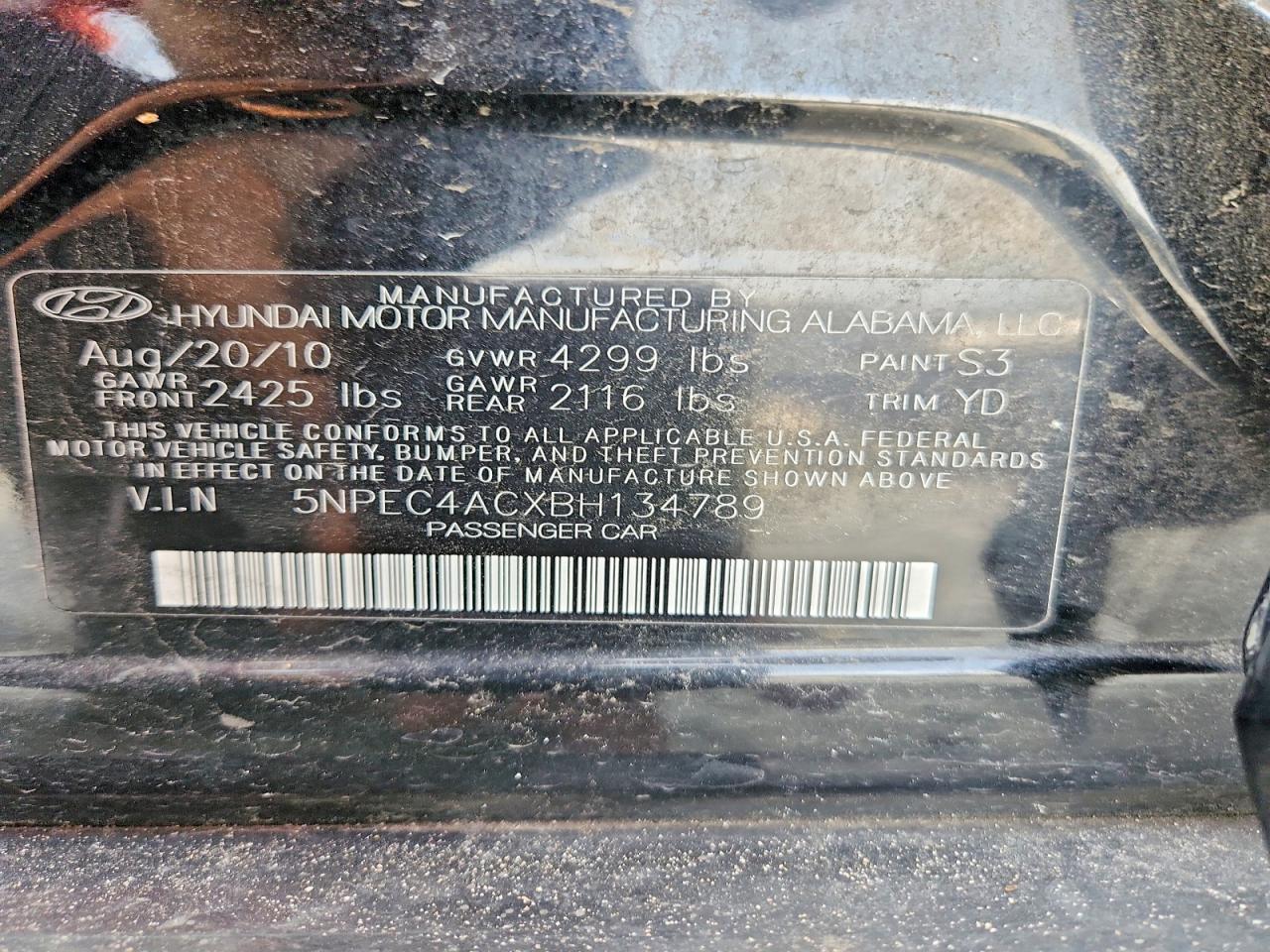 2011 Hyundai Sonata Limited Black vin: 5NPEC4ACXBH134789