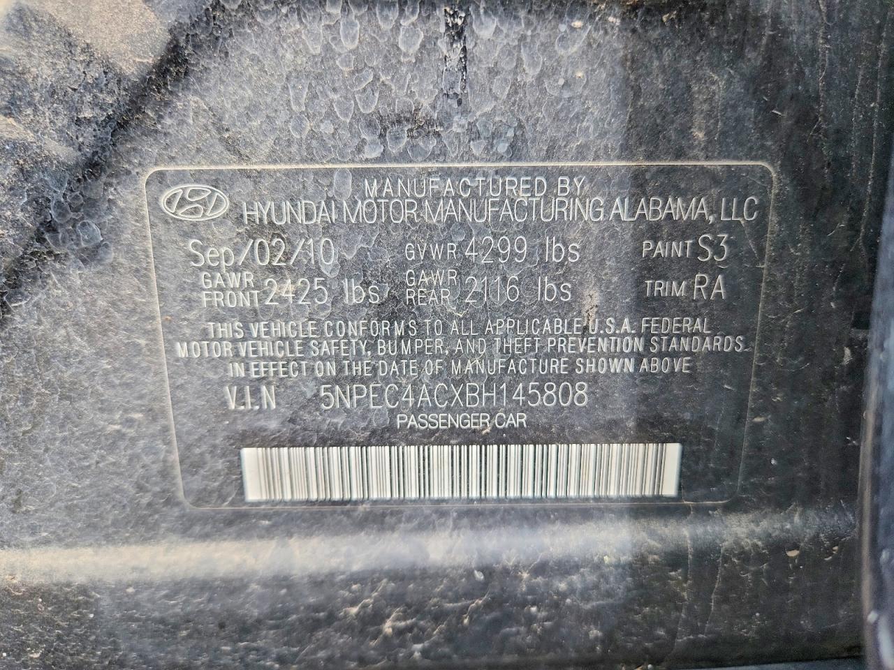 2011 Hyundai Sonata Limited Черный vin: 5NPEC4ACXBH145808
