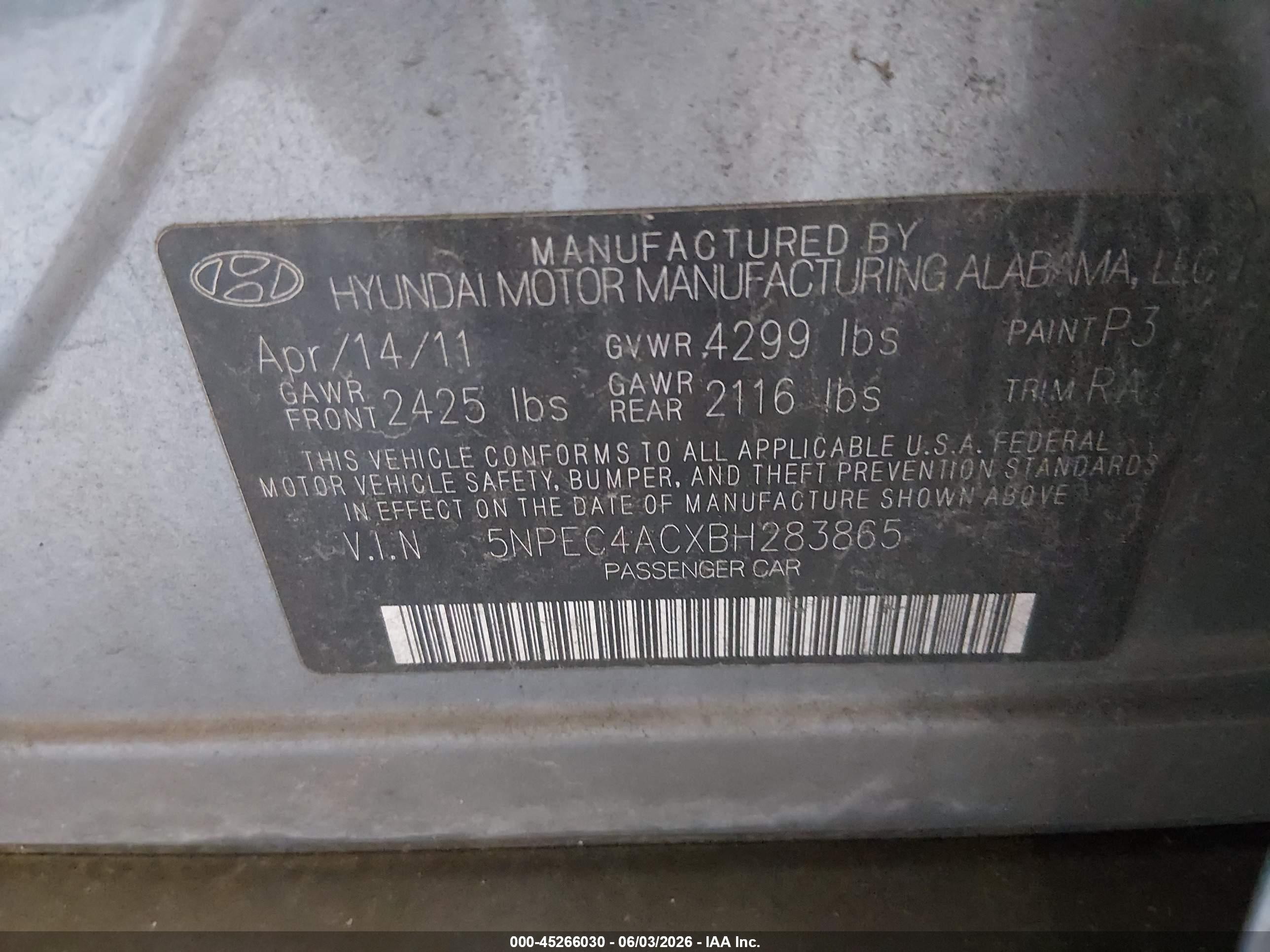 2011 Hyundai Sonata Se Серый vin: 5NPEC4ACXBH283865