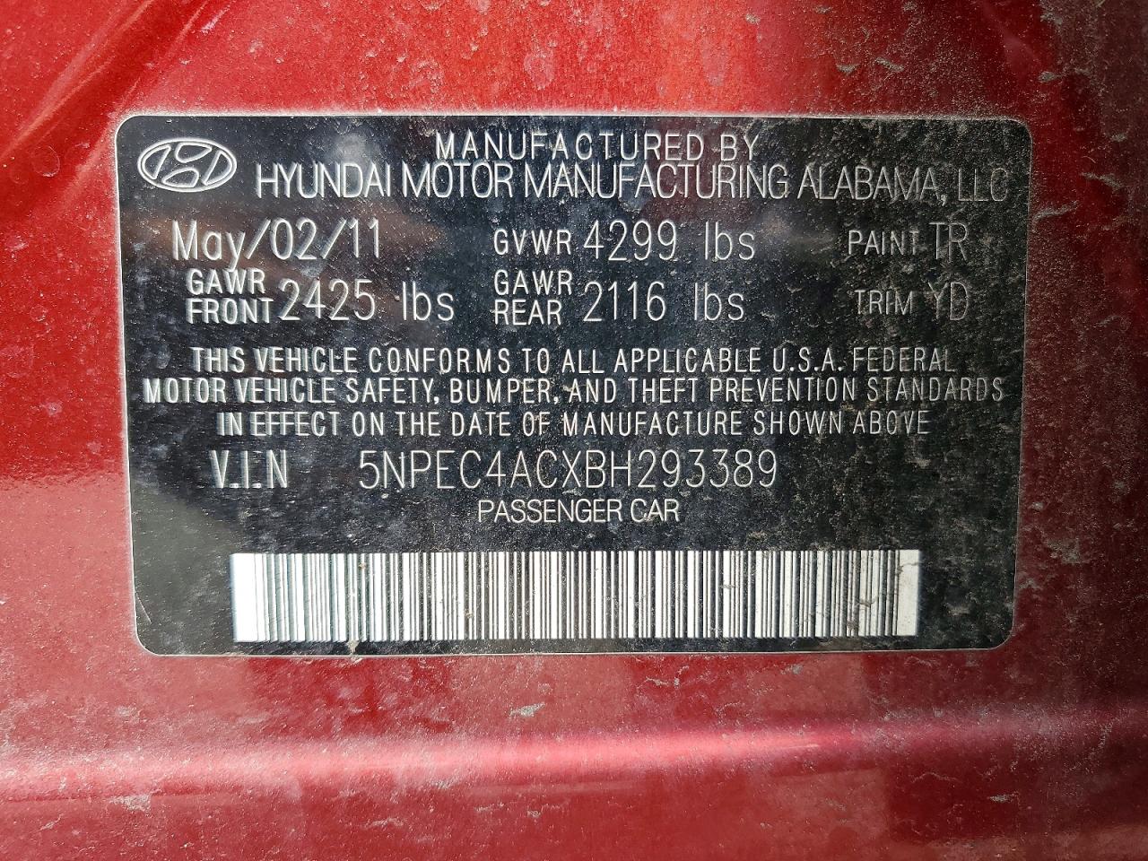 2011 Hyundai Sonata Limited Red vin: 5NPEC4ACXBH293389