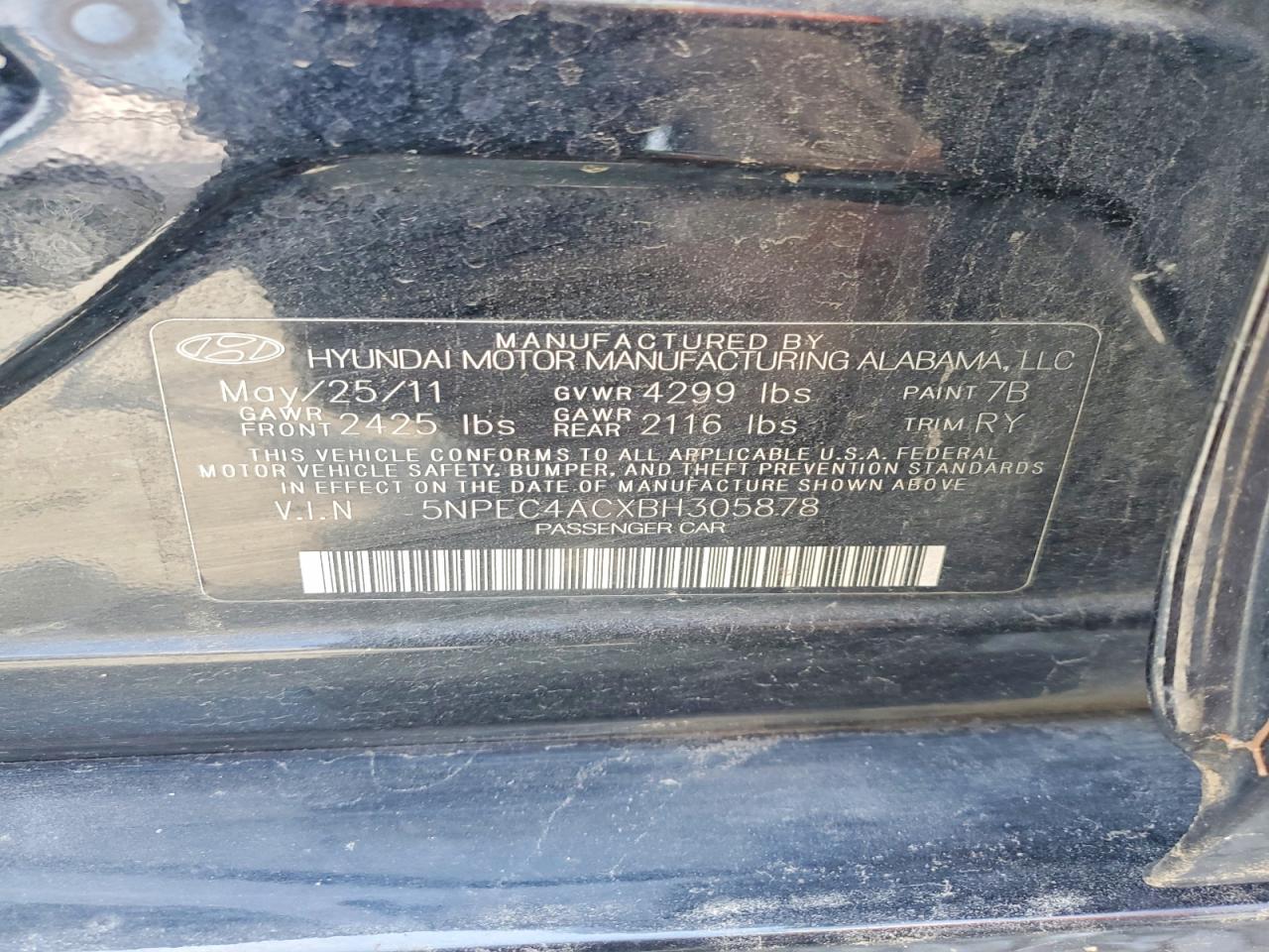 2011 Hyundai Sonata Se Black vin: 5NPEC4ACXBH305878