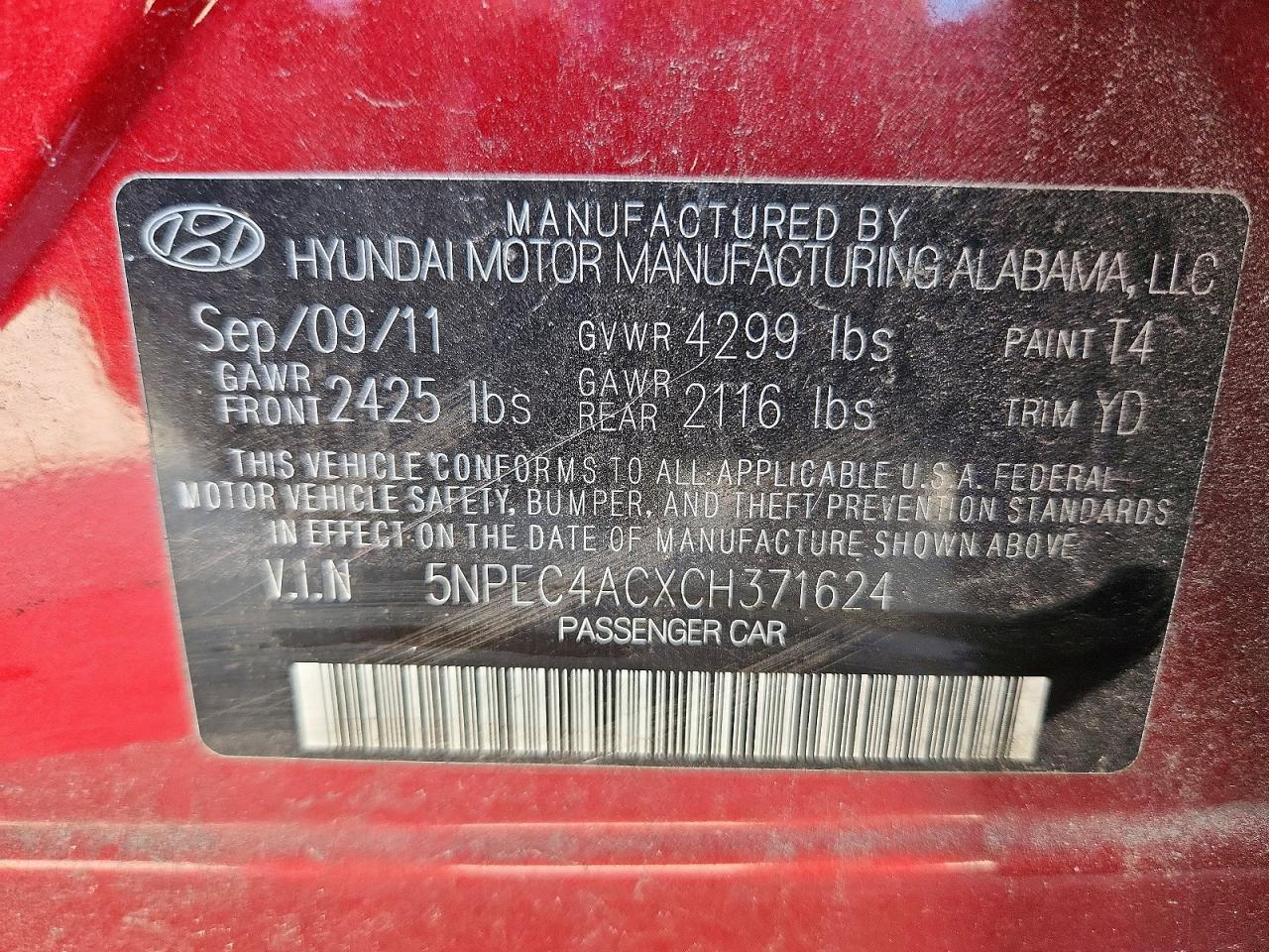 2012 Hyundai Sonata Limited Бордовый vin: 5NPEC4ACXCH371624