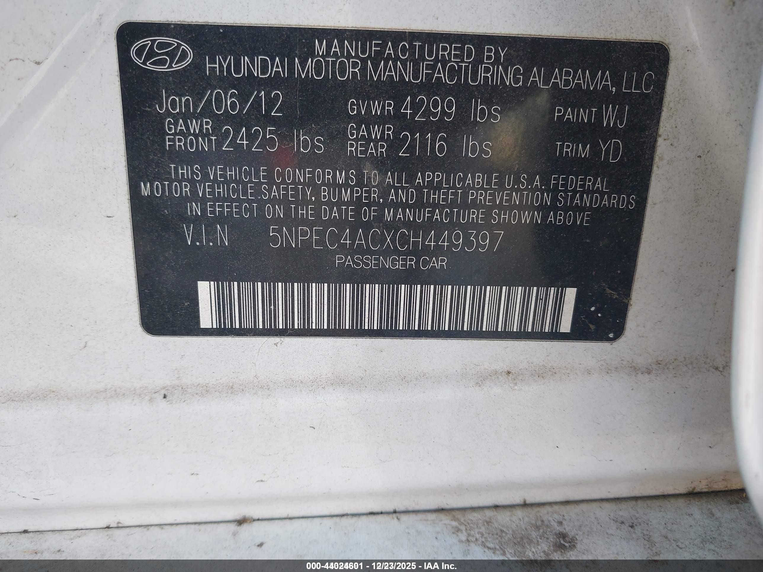 2012 Hyundai Sonata Limited White vin: 5NPEC4ACXCH449397