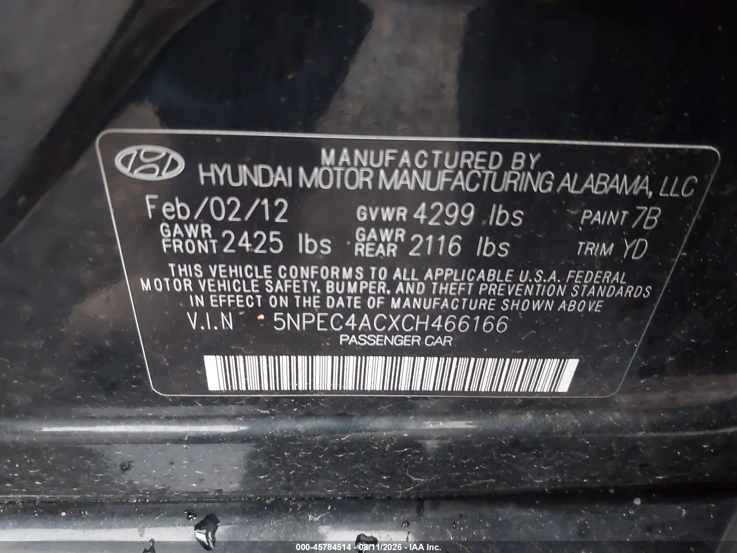 2012 Hyundai Sonata Limited Black vin: 5NPEC4ACXCH466166