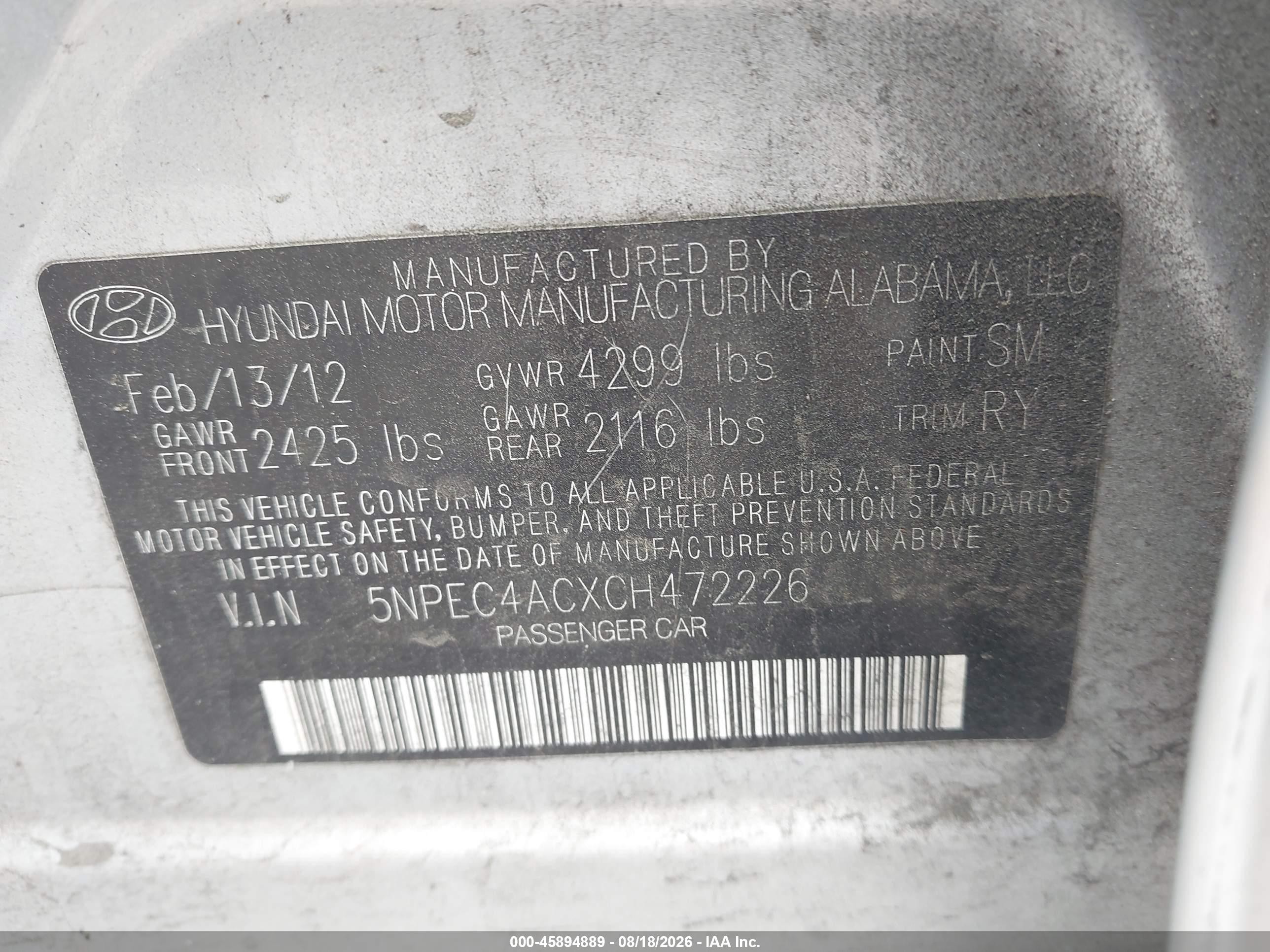 2012 Hyundai Sonata Limited Silver vin: 5NPEC4ACXCH472226