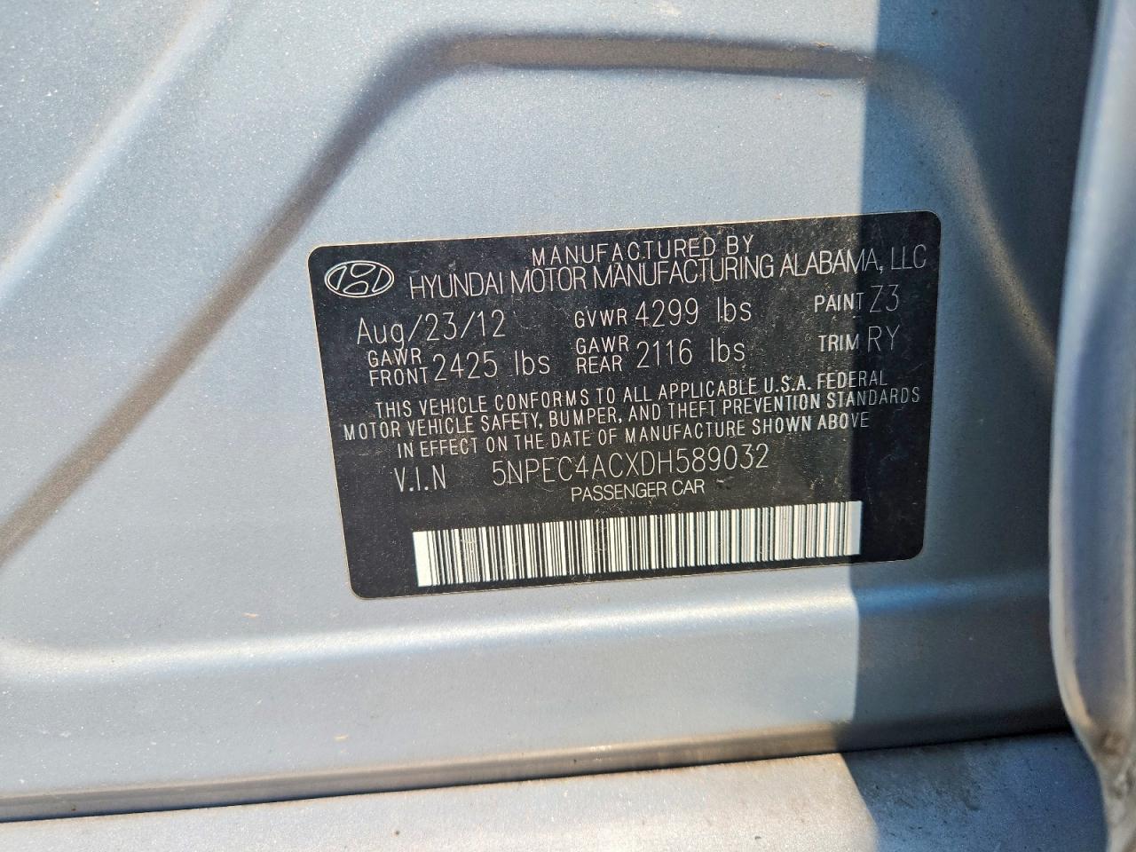 2013 Hyundai Sonata Se Silver vin: 5NPEC4ACXDH589032