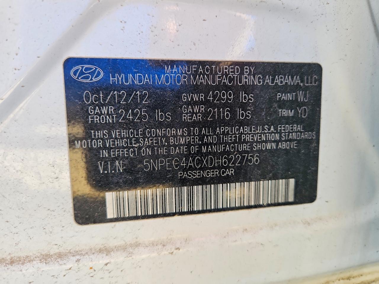 2013 Hyundai Sonata Limited White vin: 5NPEC4ACXDH622756