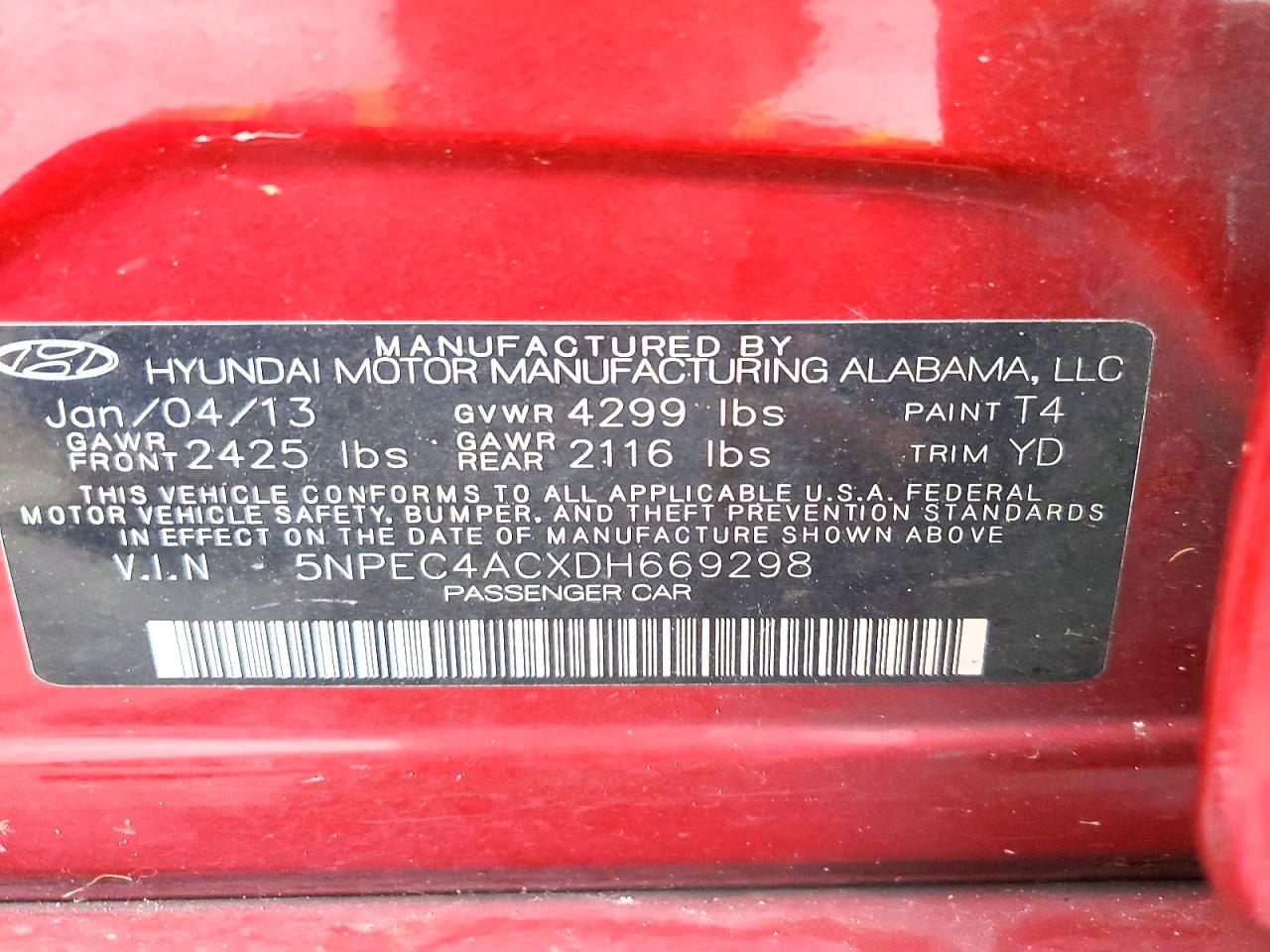 2013 Hyundai Sonata Limited Red vin: 5NPEC4ACXDH669298