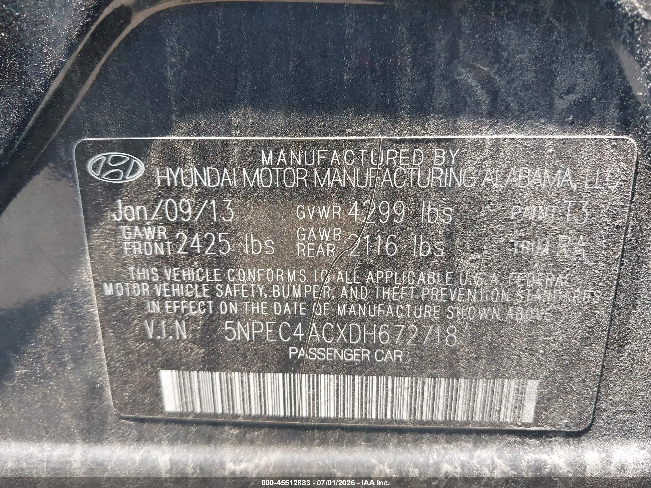 2013 Hyundai Sonata Se Black vin: 5NPEC4ACXDH672718