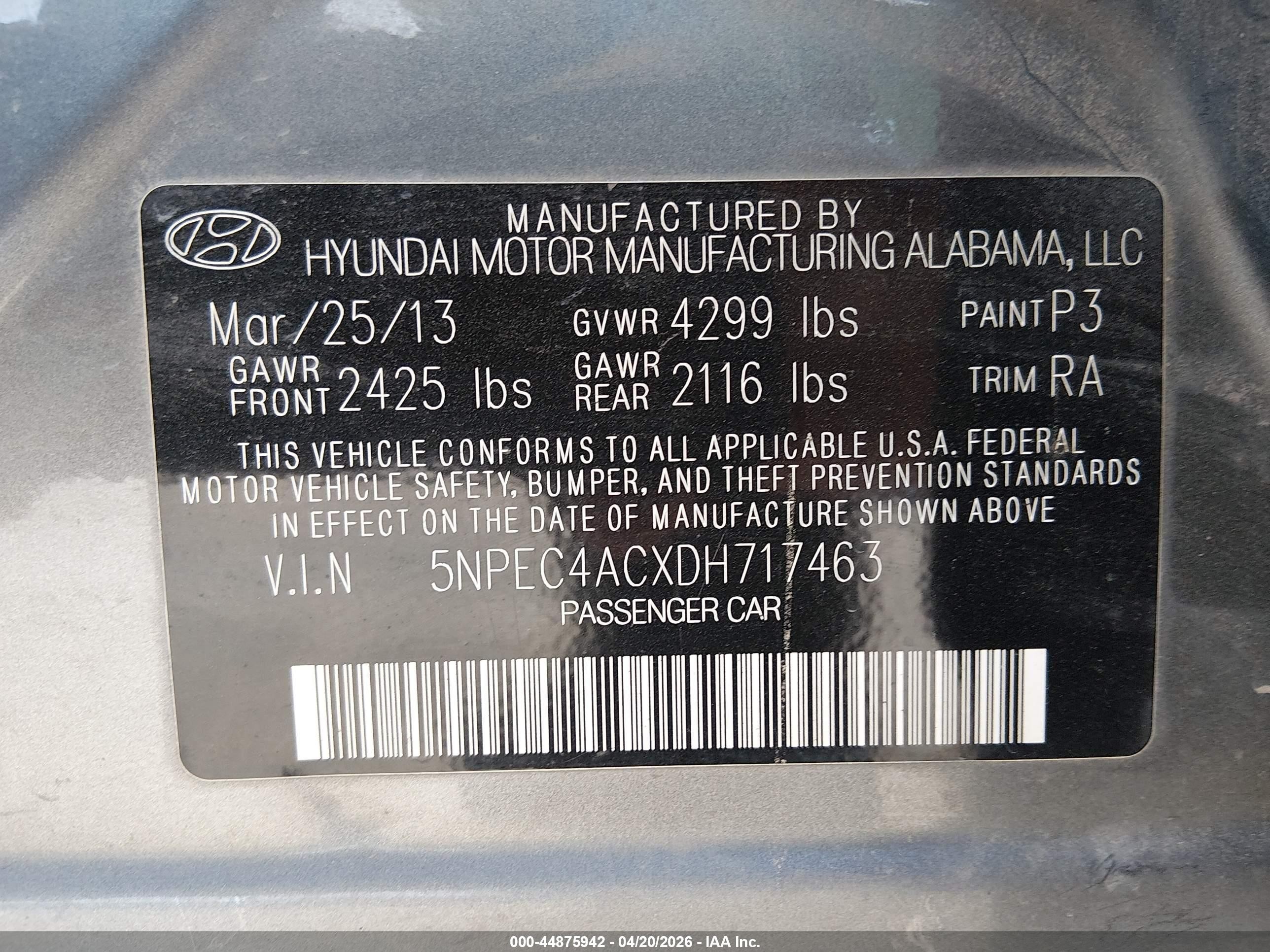 2013 Hyundai Sonata Limited Gray vin: 5NPEC4ACXDH717463