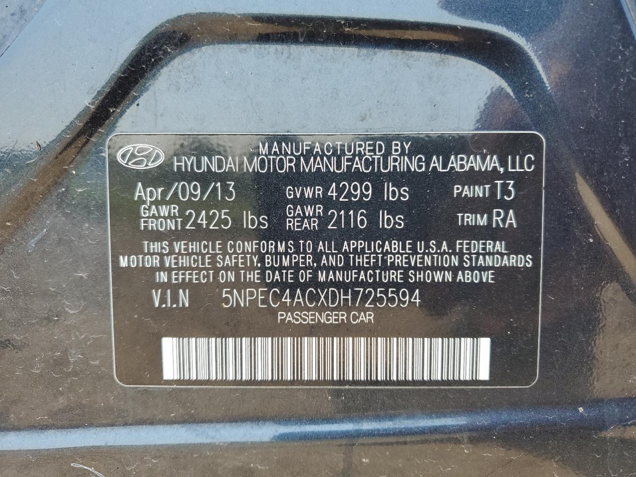 2013 Hyundai Sonata Se Blue vin: 5NPEC4ACXDH725594