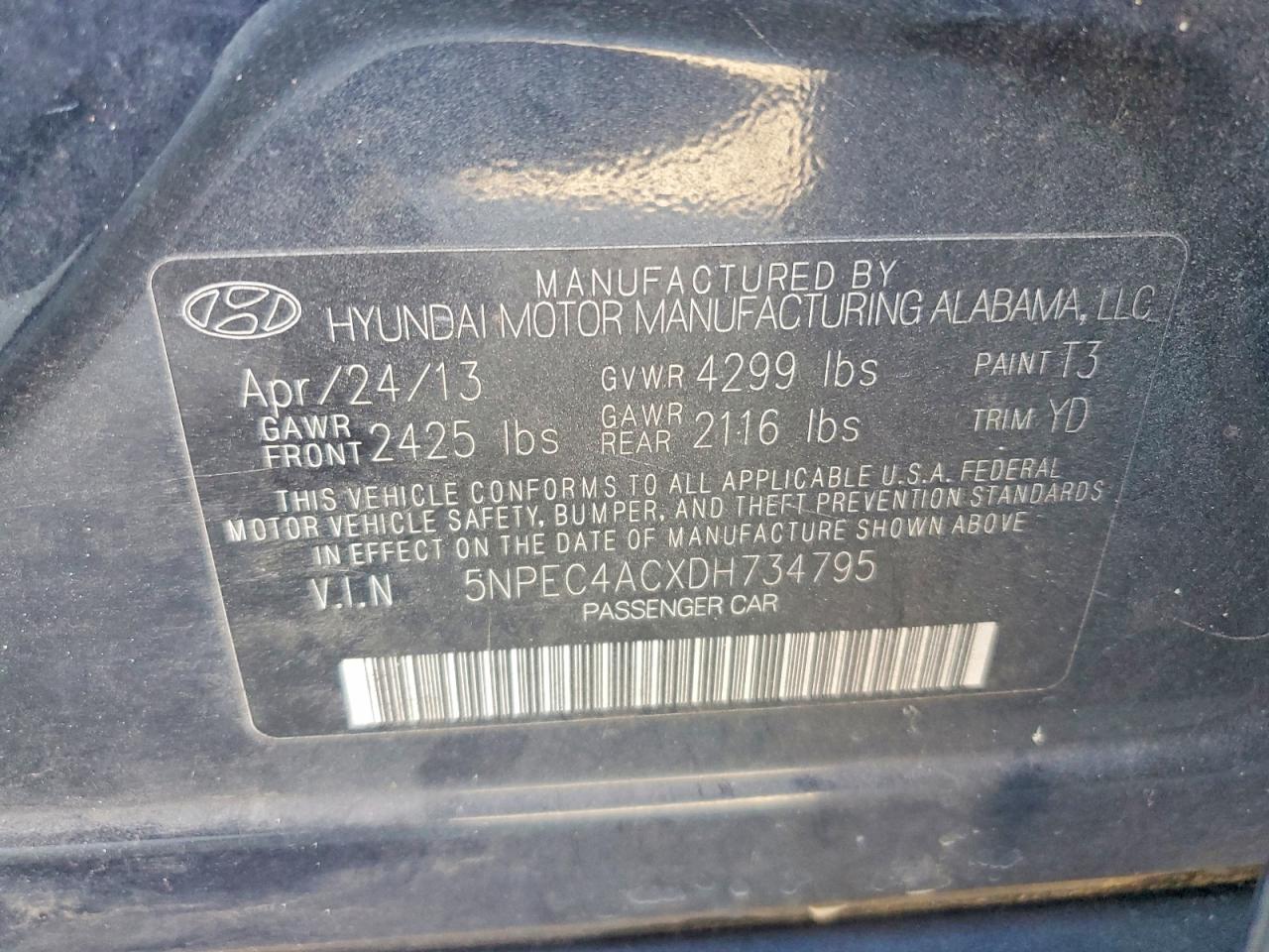 2013 Hyundai Sonata Se Blue vin: 5NPEC4ACXDH734795