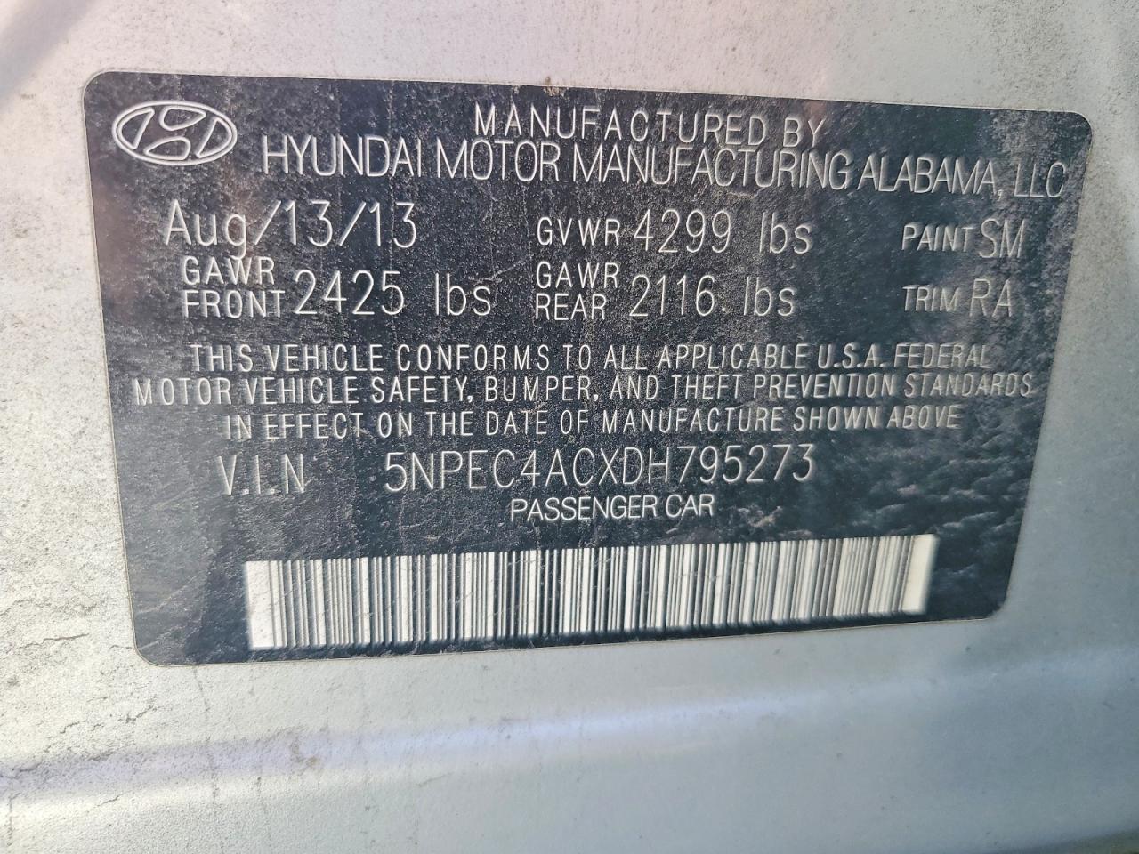 2013 Hyundai Sonata Se Silver vin: 5NPEC4ACXDH795273