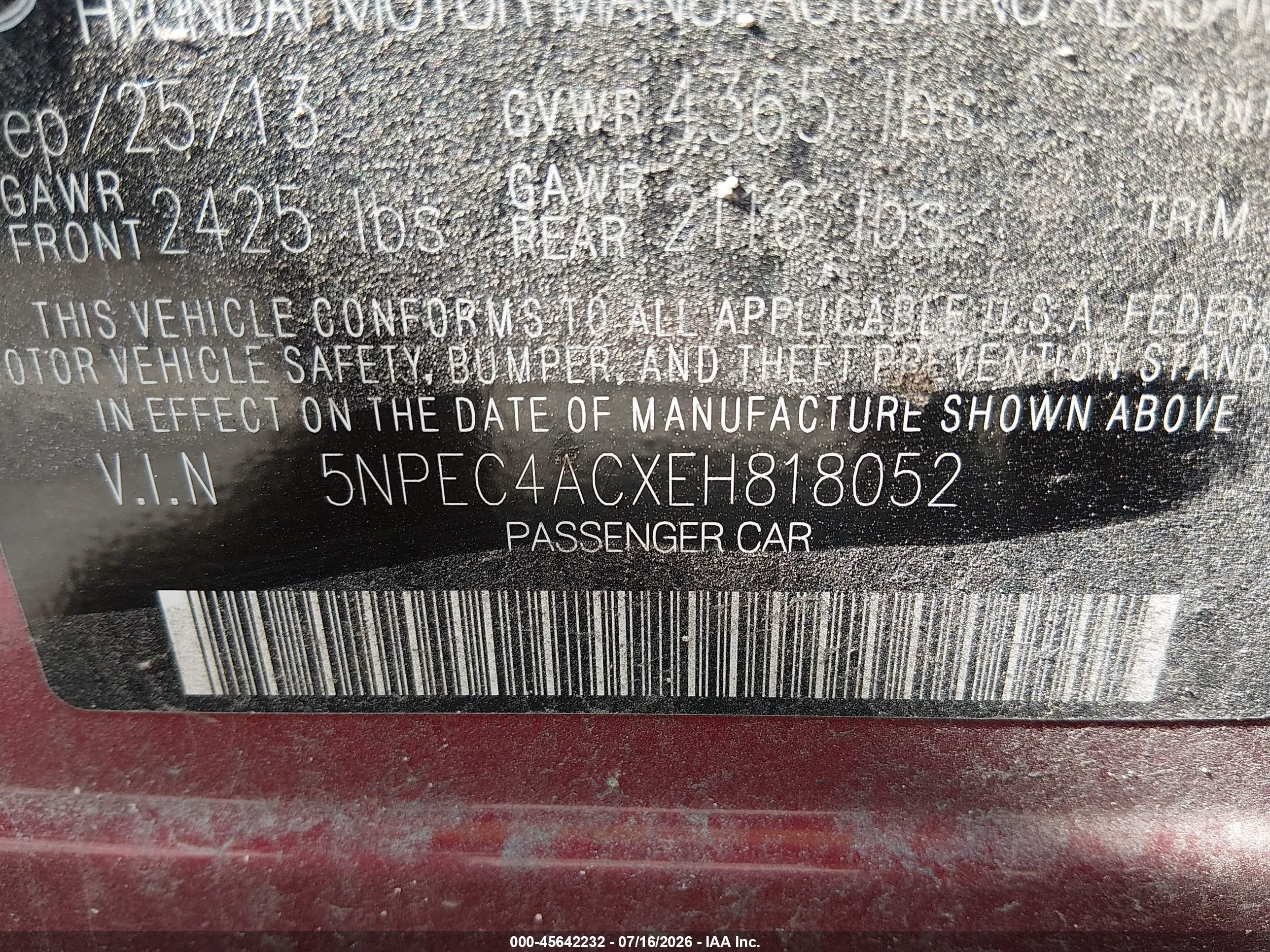 2014 Hyundai Sonata Limited Red vin: 5NPEC4ACXEH818052