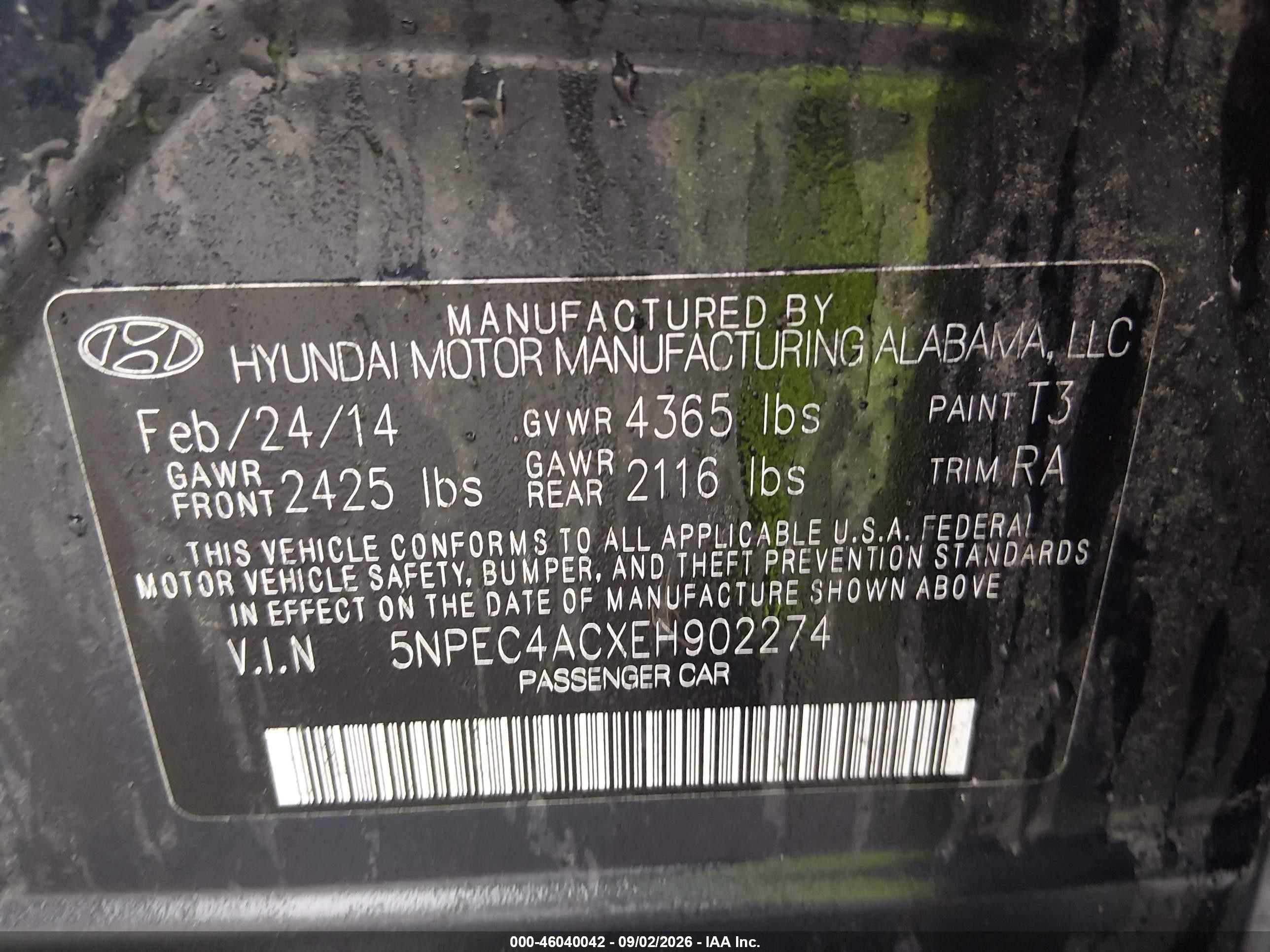 2014 Hyundai Sonata Se Blue vin: 5NPEC4ACXEH902274