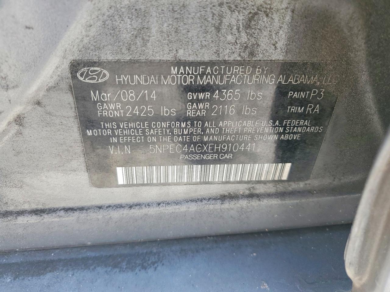 2014 Hyundai Sonata Se Серый vin: 5NPEC4ACXEH910441