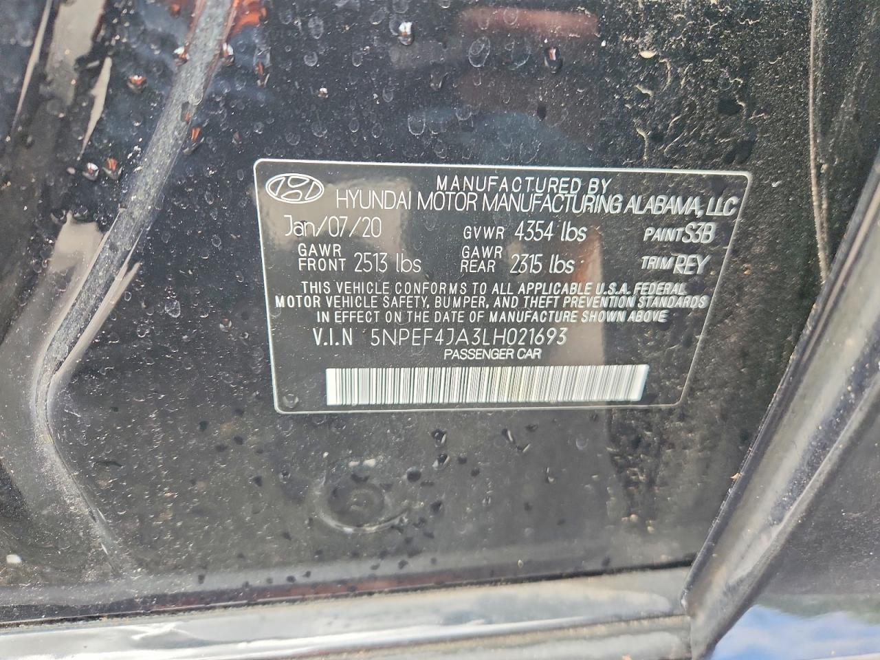 2020 Hyundai Sonata Sel Black vin: 5NPEF4JA3LH021693