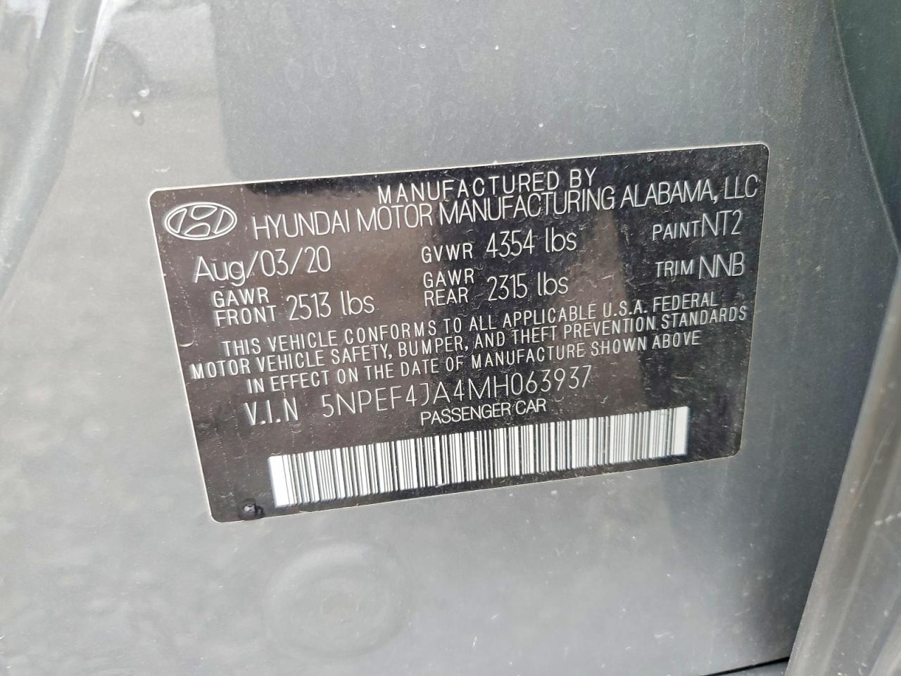 2021 Hyundai Sonata Sel Угольный vin: 5NPEF4JA4MH063937