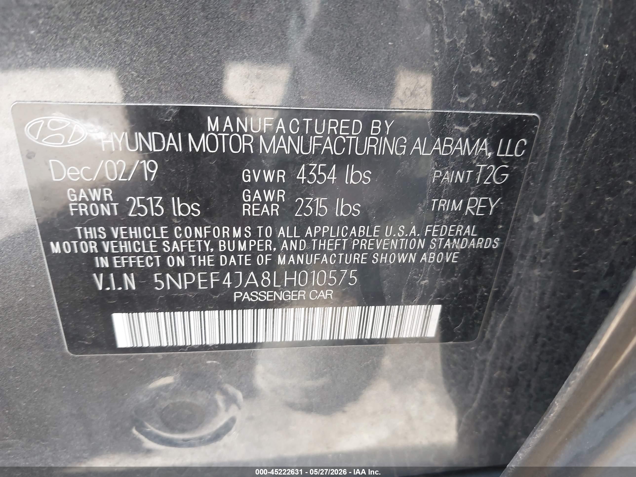 2020 Hyundai Sonata Sel Серый vin: 5NPEF4JA8LH010575