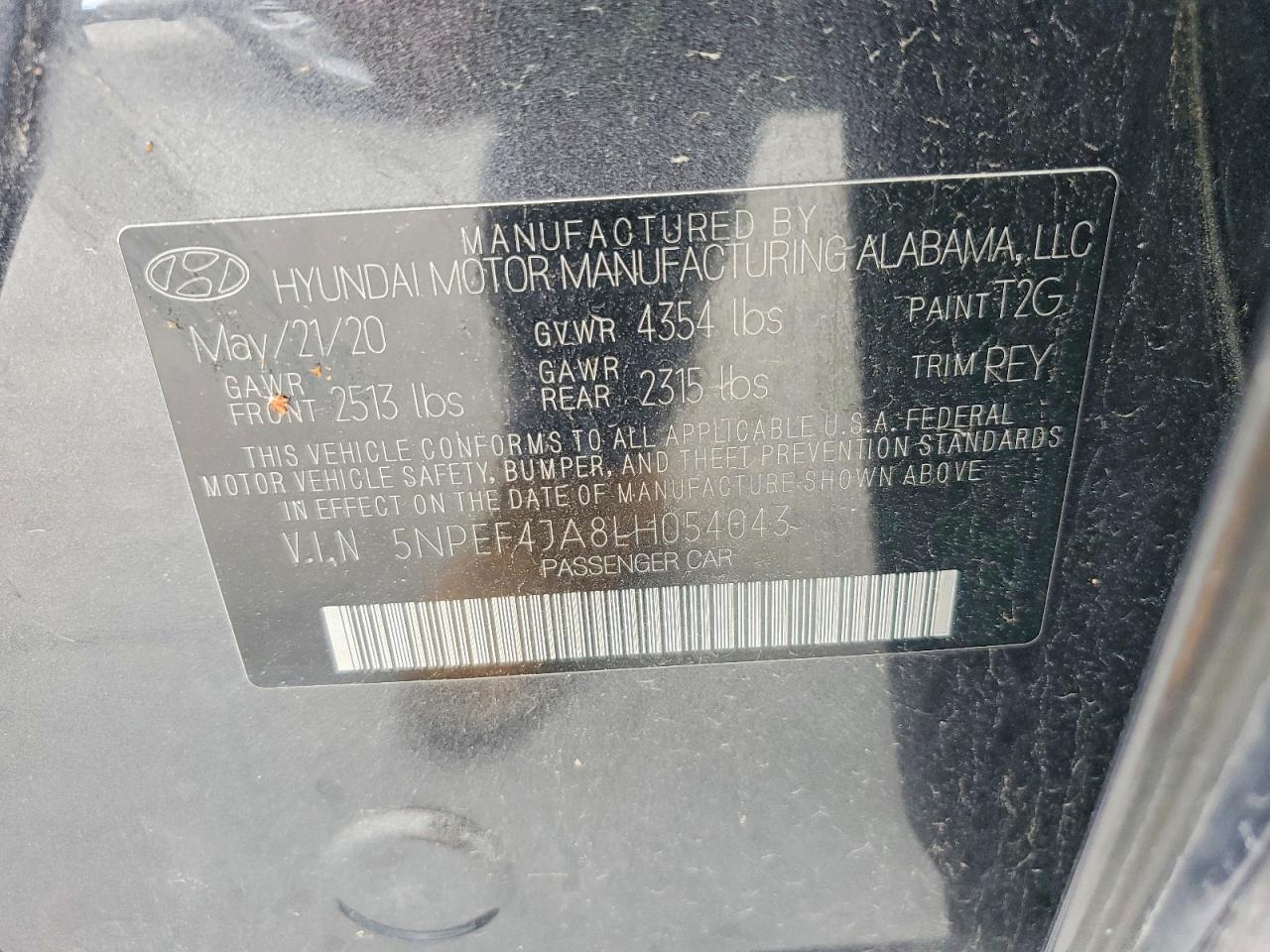 2020 Hyundai Sonata Sel Серый vin: 5NPEF4JA8LH054043