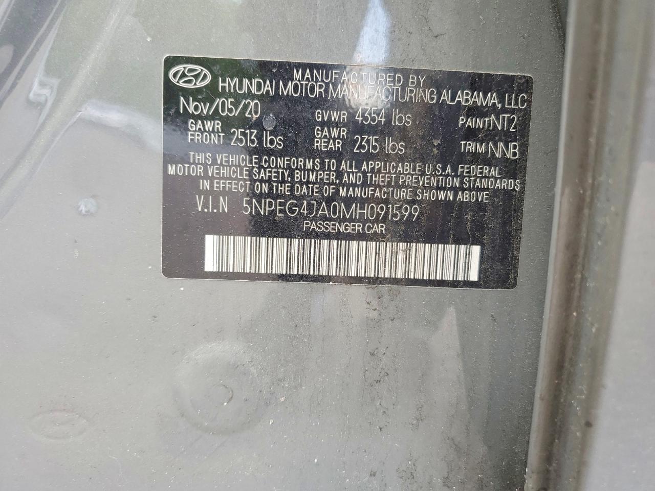 2021 Hyundai Sonata Se Серый vin: 5NPEG4JA0MH091599