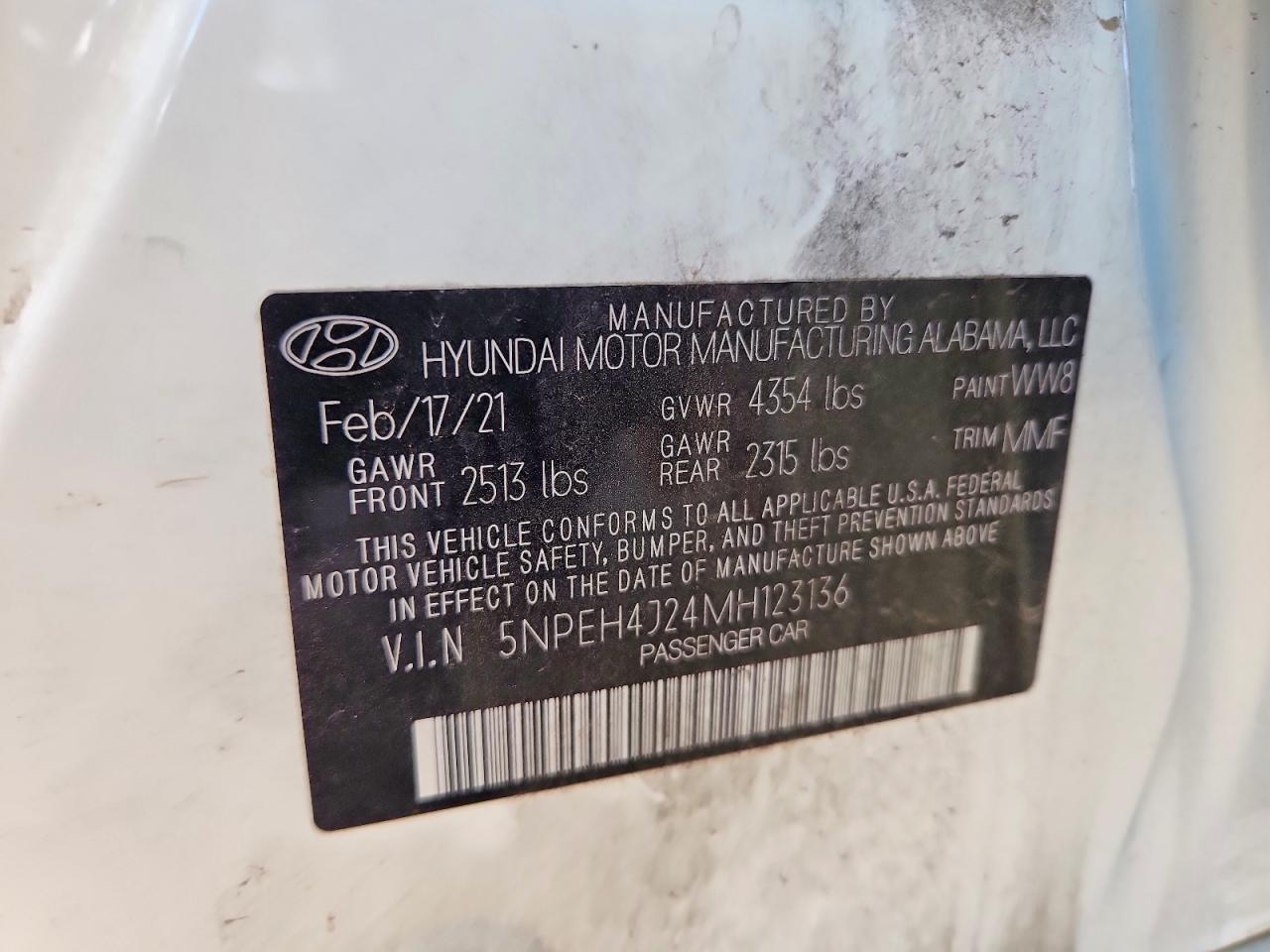 2021 Hyundai Sonata Limited White vin: 5NPEH4J24MH123136