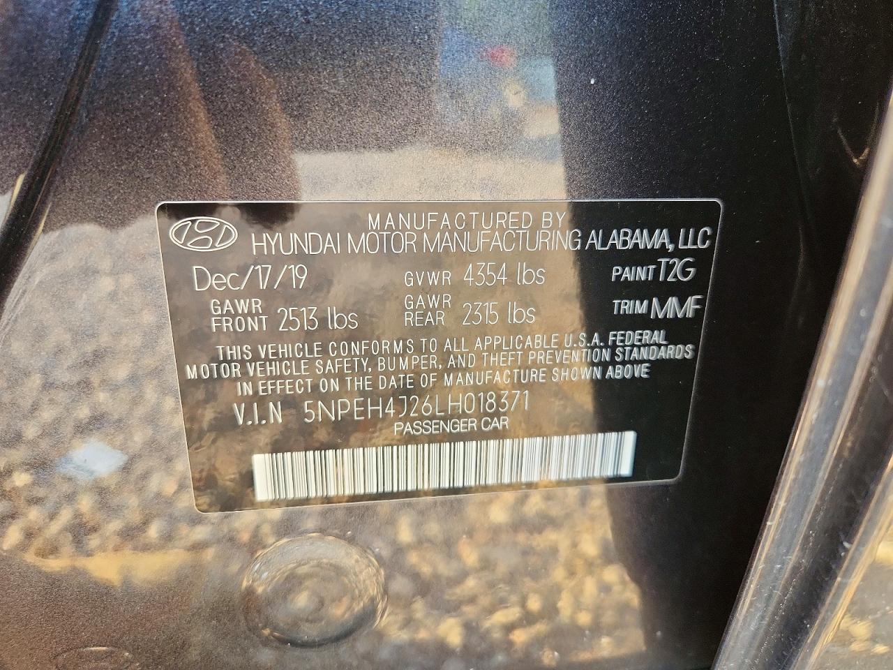 2020 Hyundai Sonata Limited Gray vin: 5NPEH4J26LH018371
