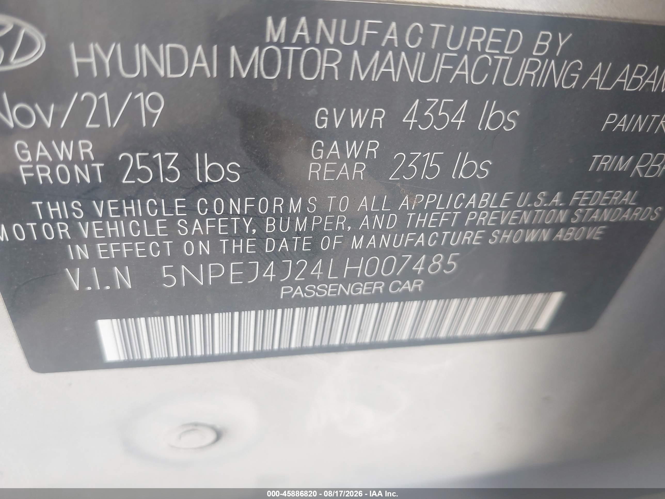 2020 Hyundai Sonata Sel Plus Silver vin: 5NPEJ4J24LH007485