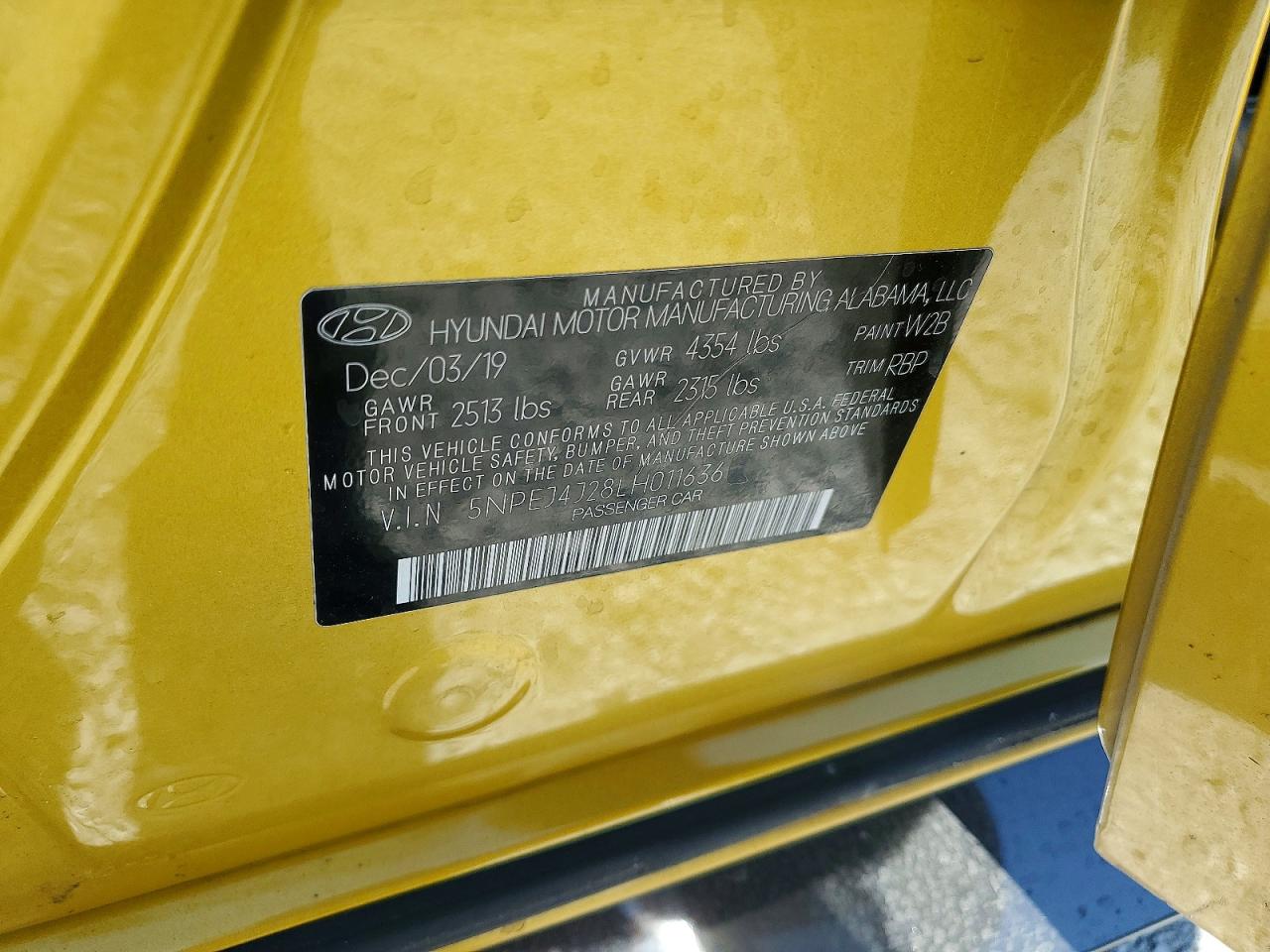 2020 Hyundai Sonata Sel Plus Gold vin: 5NPEJ4J28LH011636