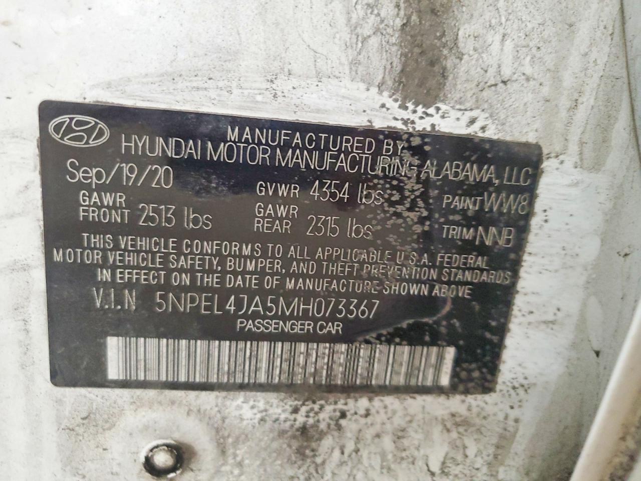 2021 Hyundai Sonata Sel White vin: 5NPEL4JA5MH073367