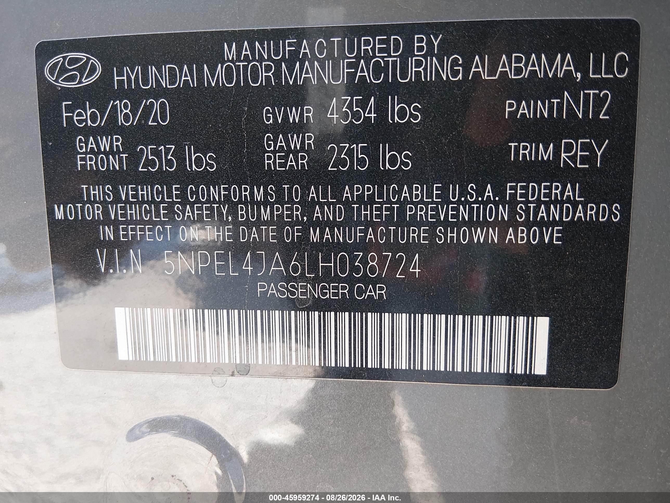 2020 Hyundai Sonata Sel Gray vin: 5NPEL4JA6LH038724